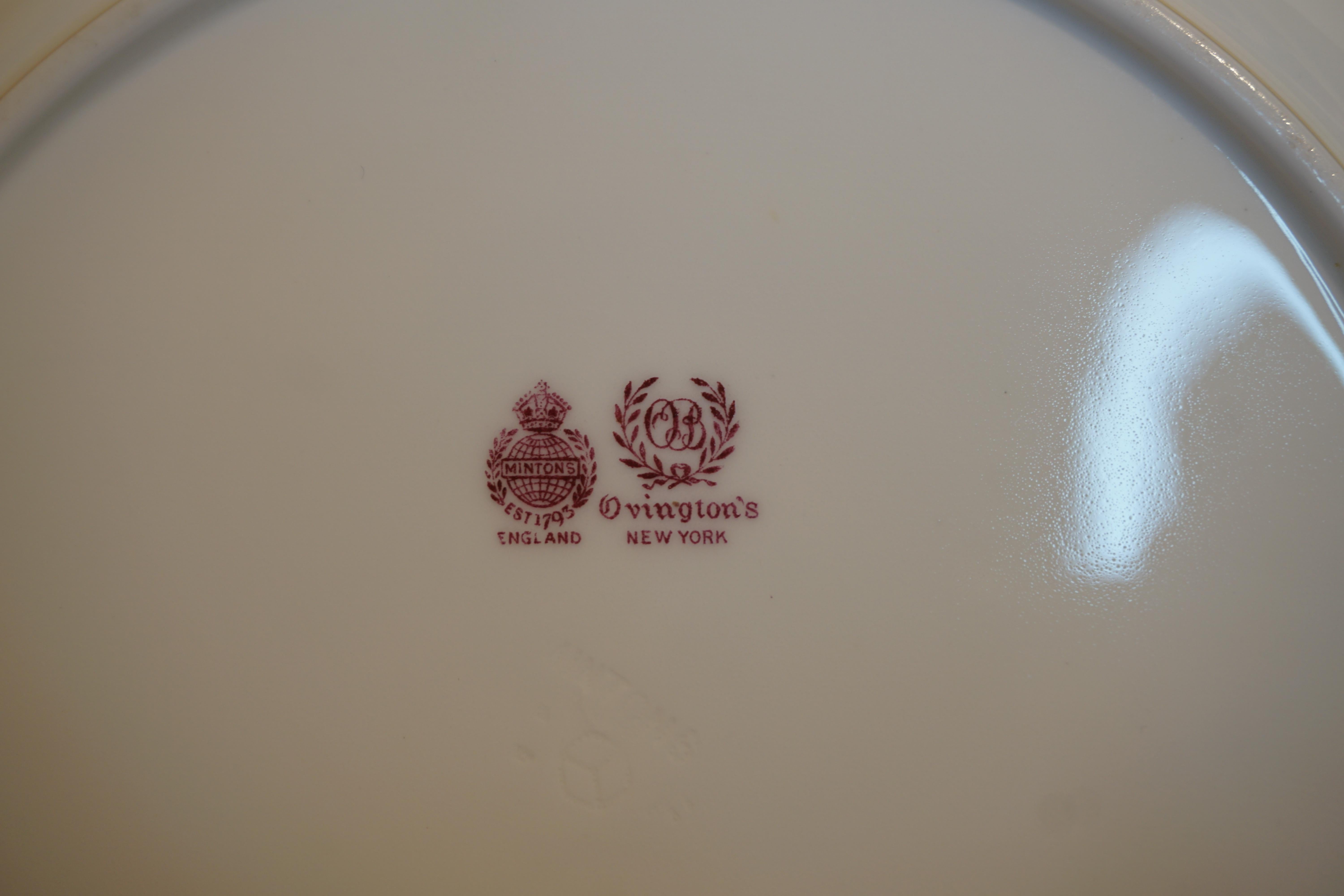 Set of 11 Minton Dinner Plates with Raised Gold Jeweled Garlands and Gold Border 3