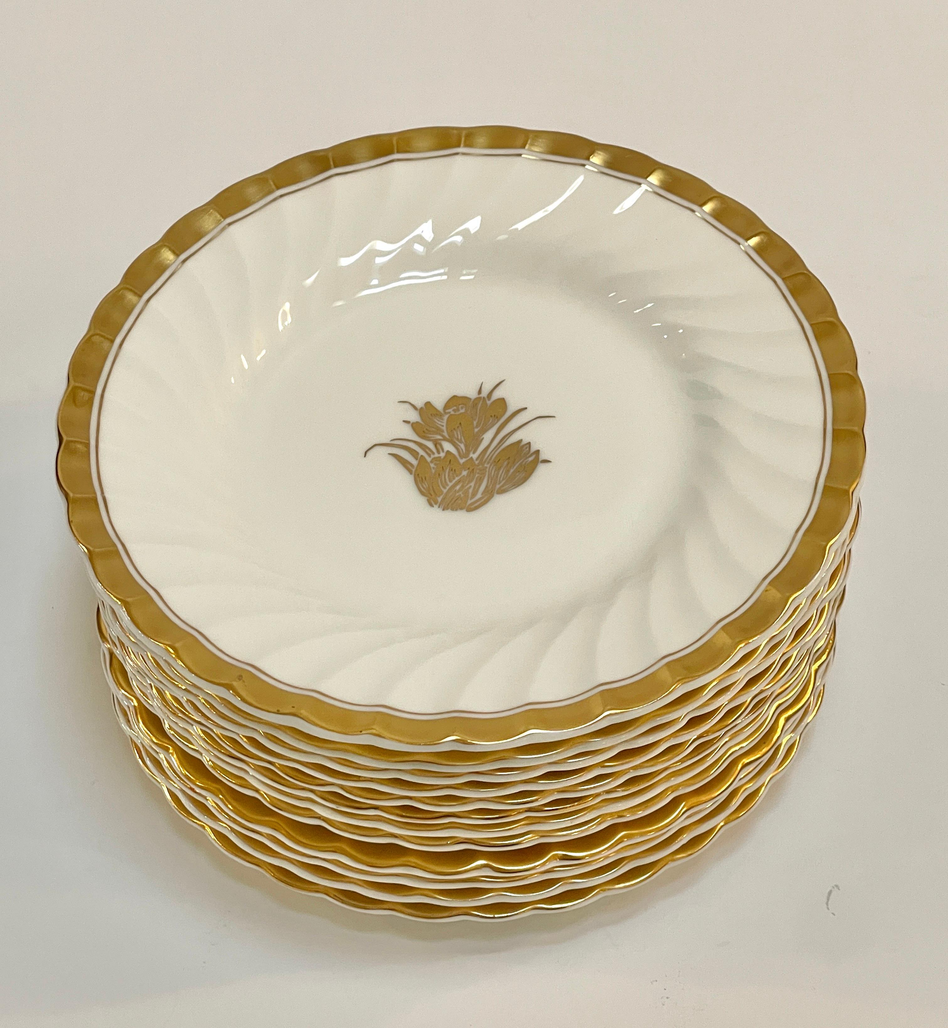 Set of 12 Mintons ‘Gold Crocus’ Bread or Dessert Plates, 6