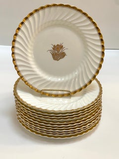 Set of 12 Mintons ‘Gold Crocus’ Dinner Plates, England, circa 1920s