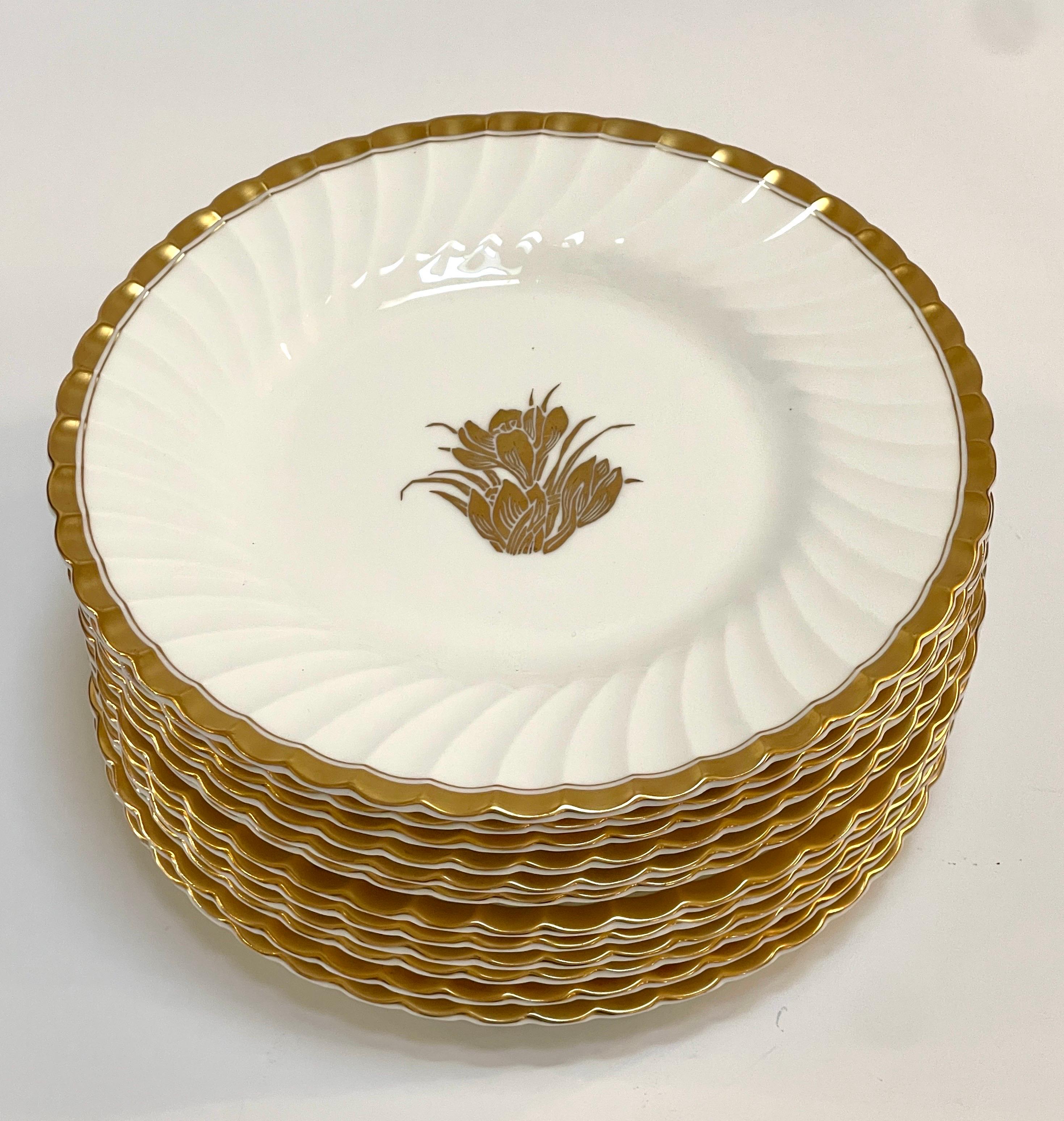 Moderno Set di 12 piatti da pranzo Mintons 'Gold Crocus', 9