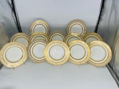 Set of 12 Mintons Porcelain Enameled & Gilt Decorated Soup Bowls