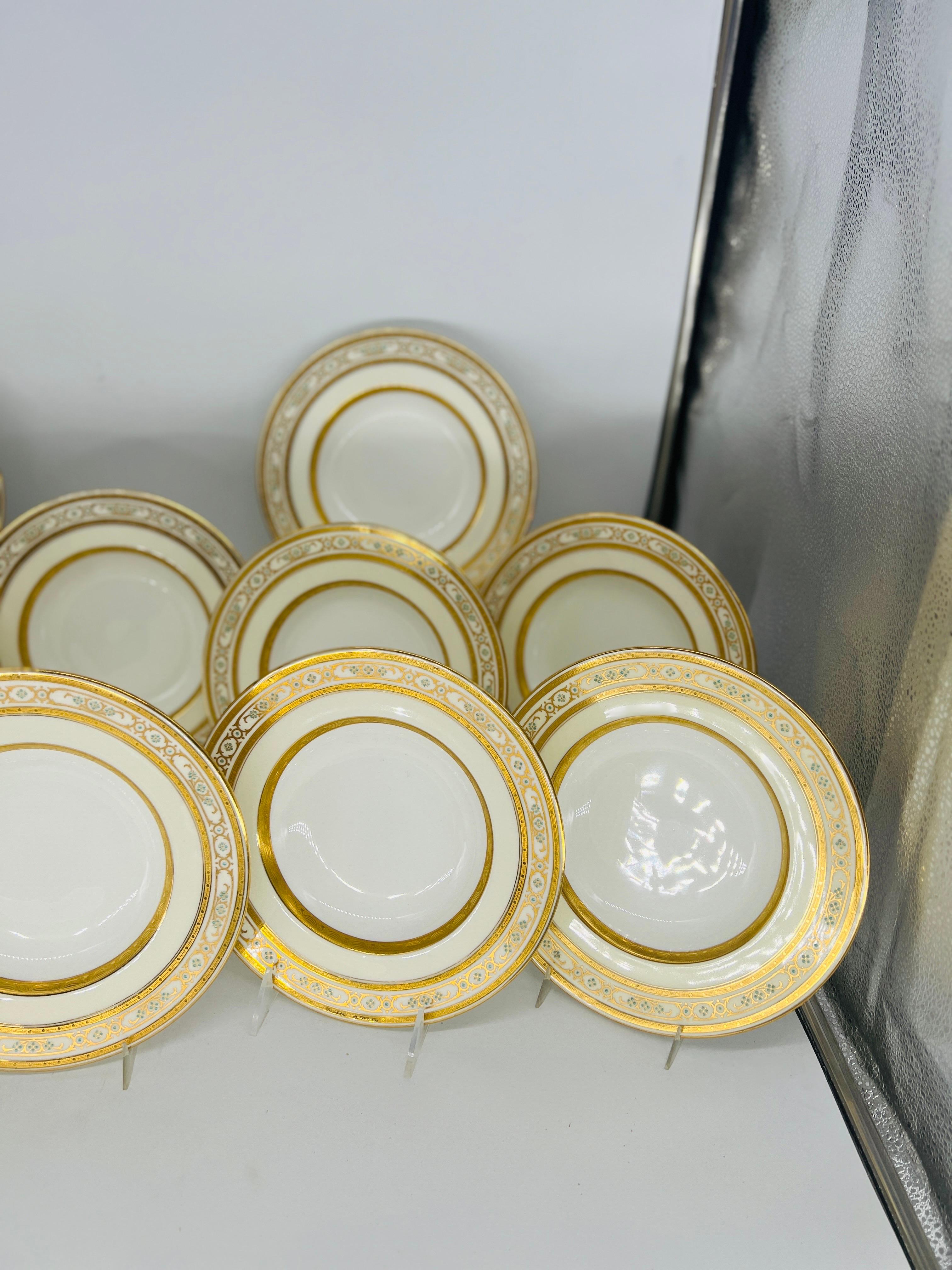 Set of 12 Mintons Porcelain Enameled & Gilt Decorated Soup Bowls In Good Condition In Atlanta, GA