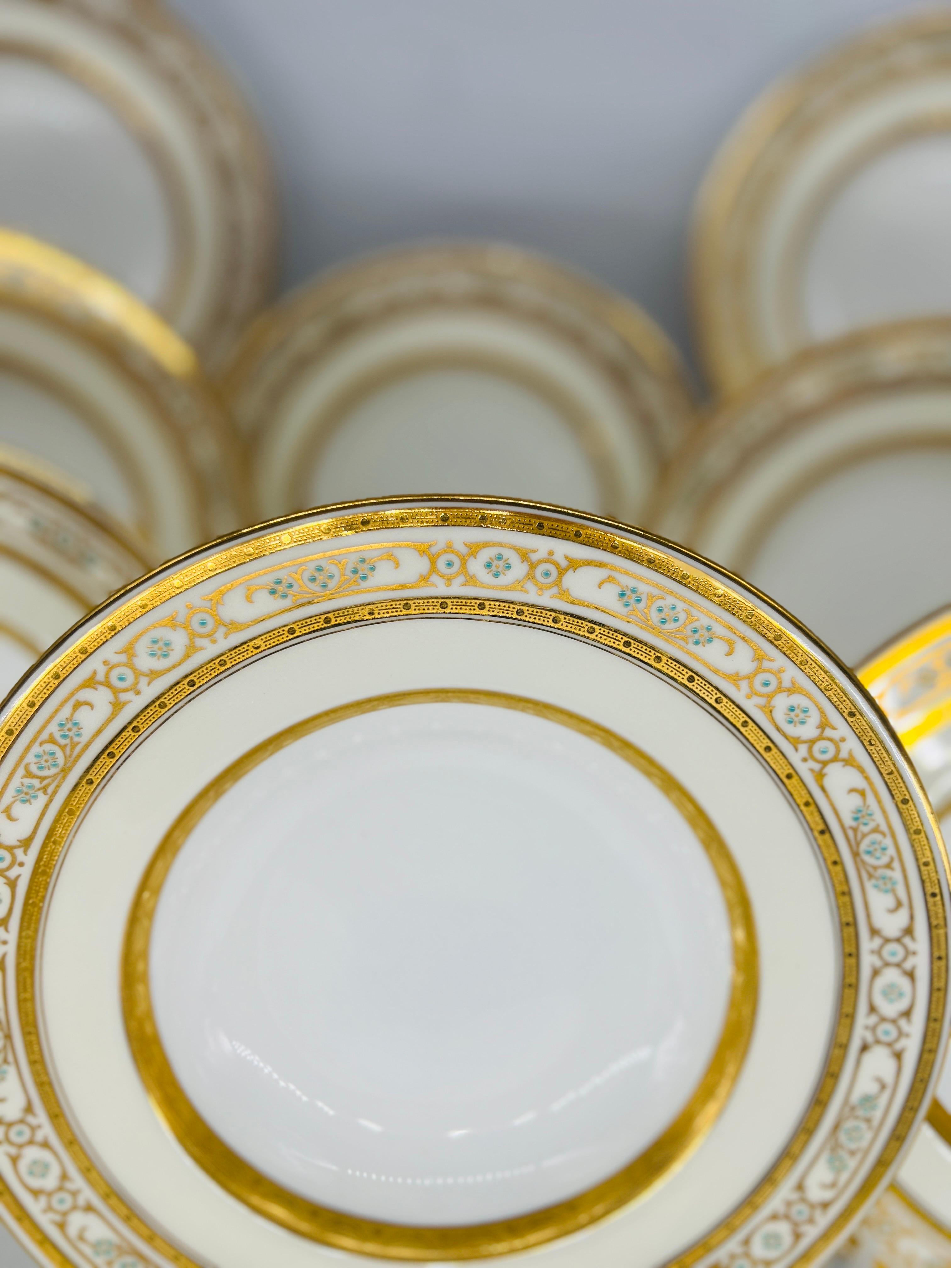 Set of 12 Mintons Porcelain Enameled & Gilt Decorated Soup Bowls 2