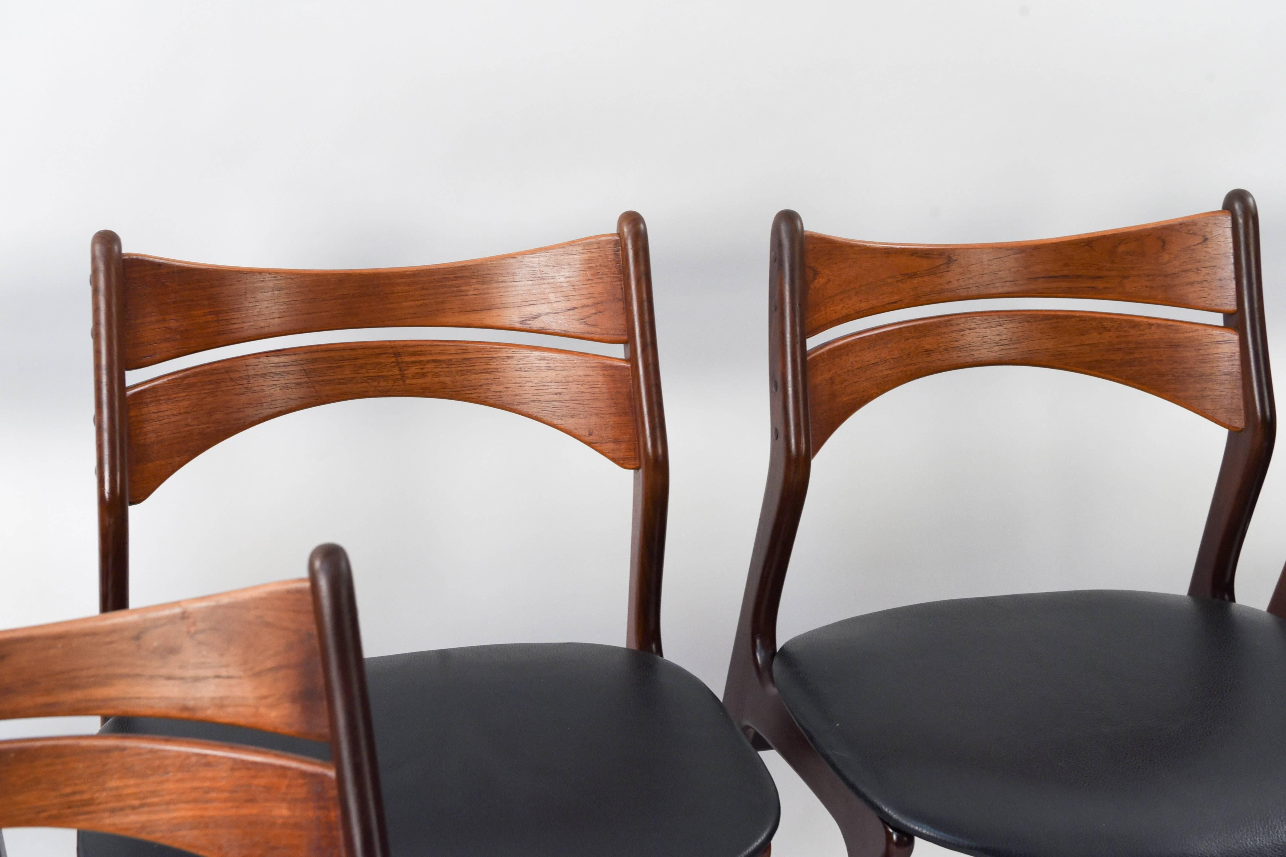 Mid-Century Modern Set of '12' Model 310 Teak Dining Chairs by Erik Buck for Chr. Christiansen