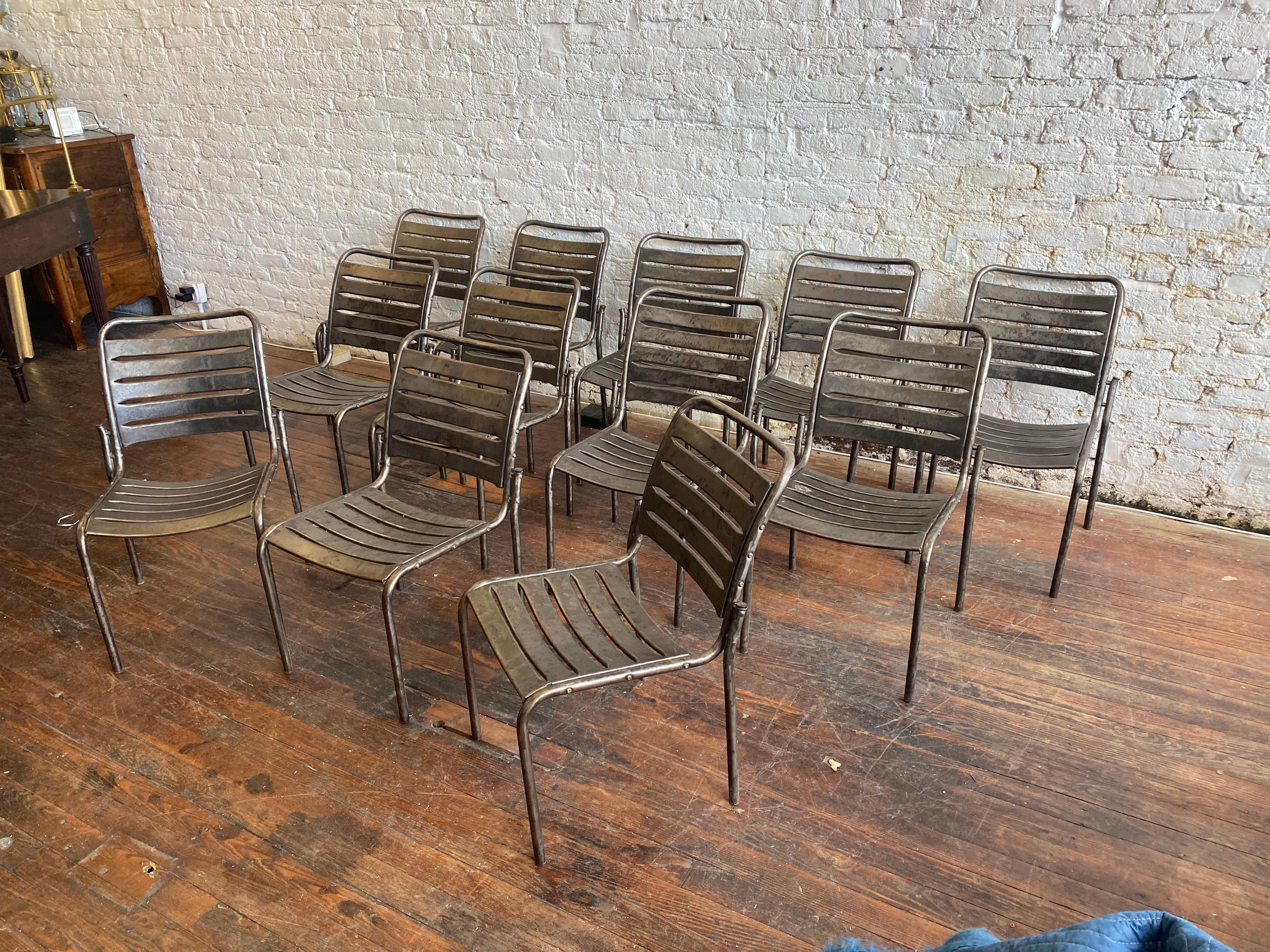 Set of 12 Modern Metal Chairs In Good Condition For Sale In Charleston, SC