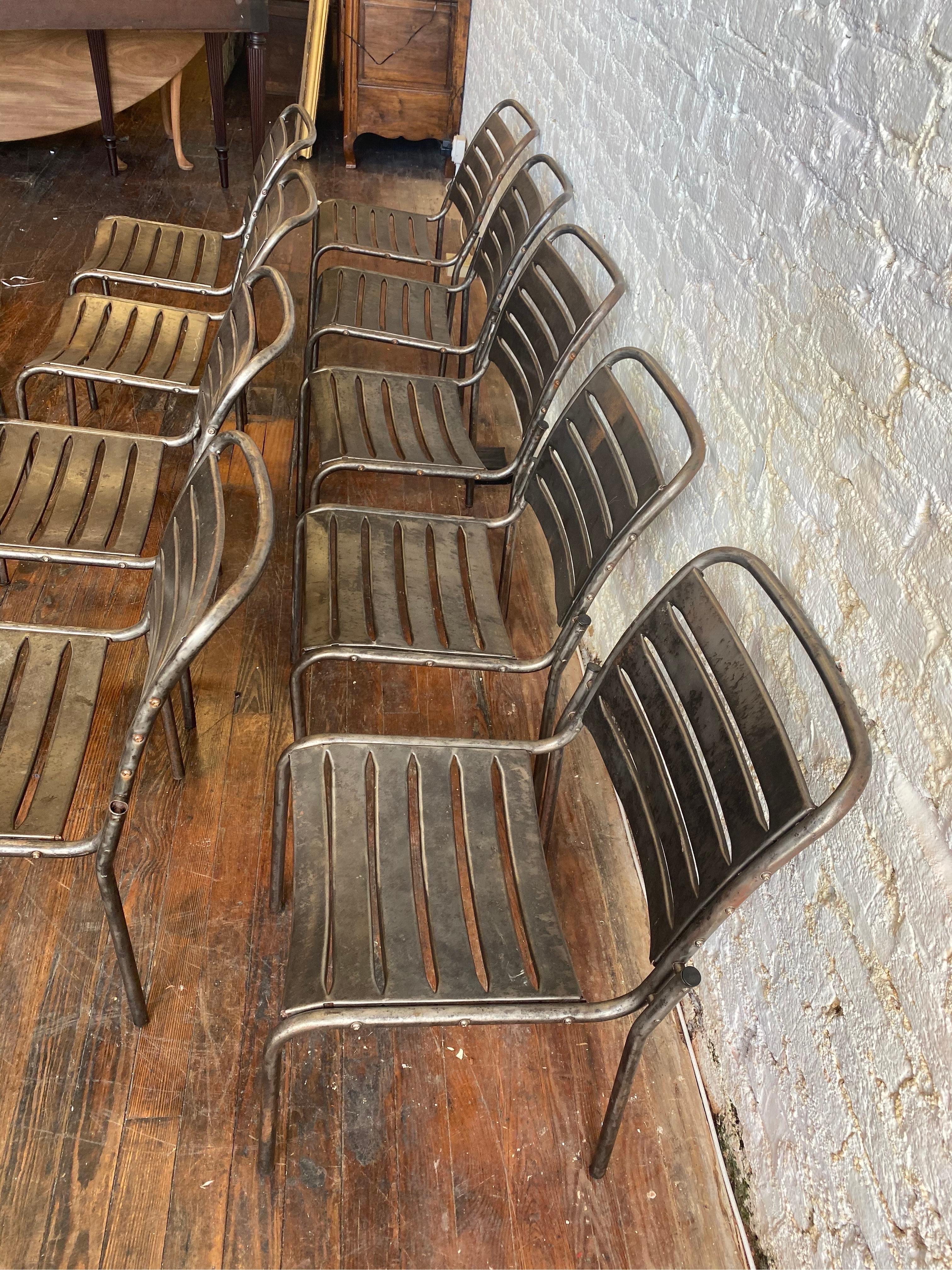 Set of 12 Modern Metal Chairs For Sale 1