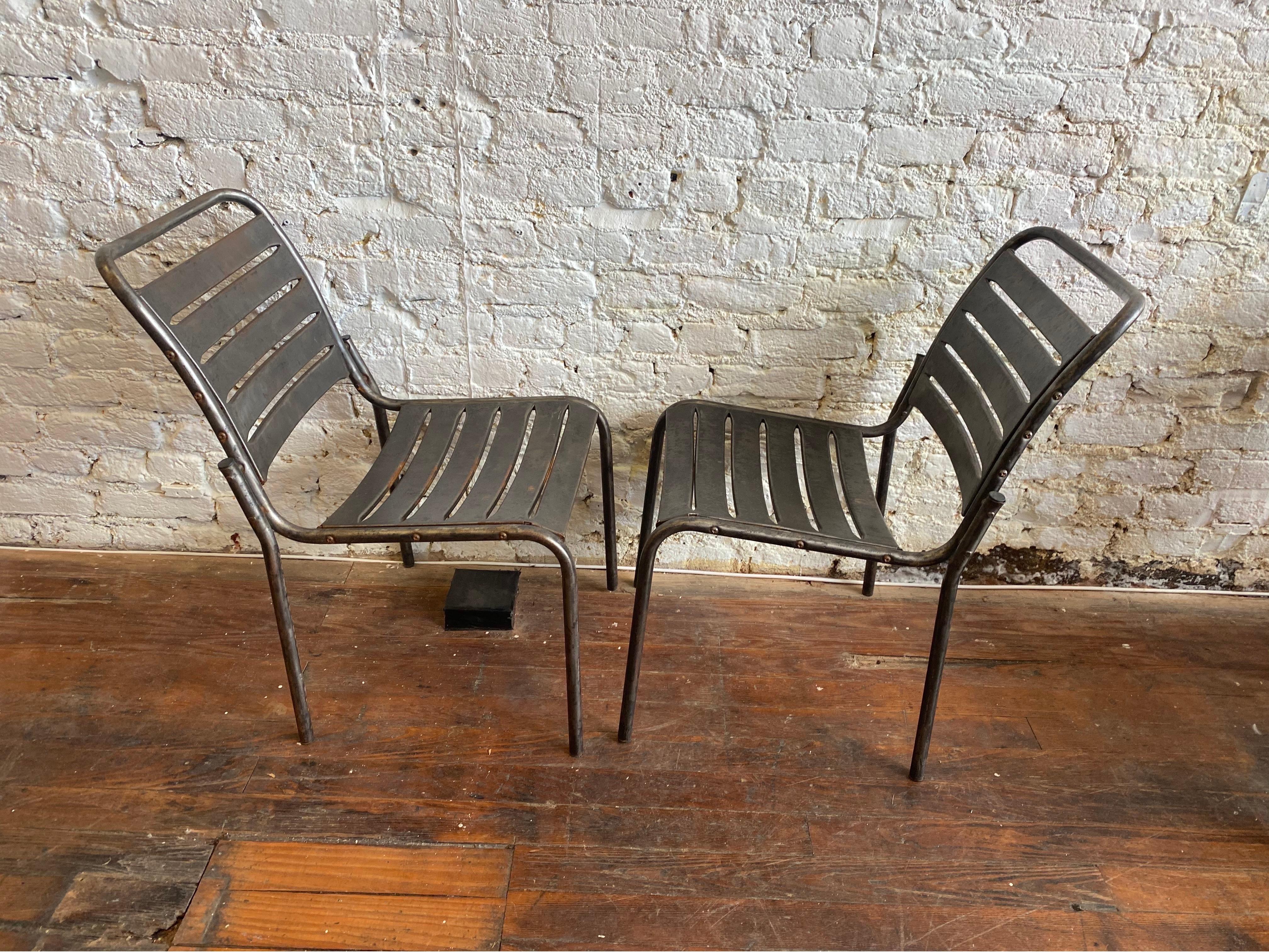 Set of 12 Modern Metal Chairs For Sale 3