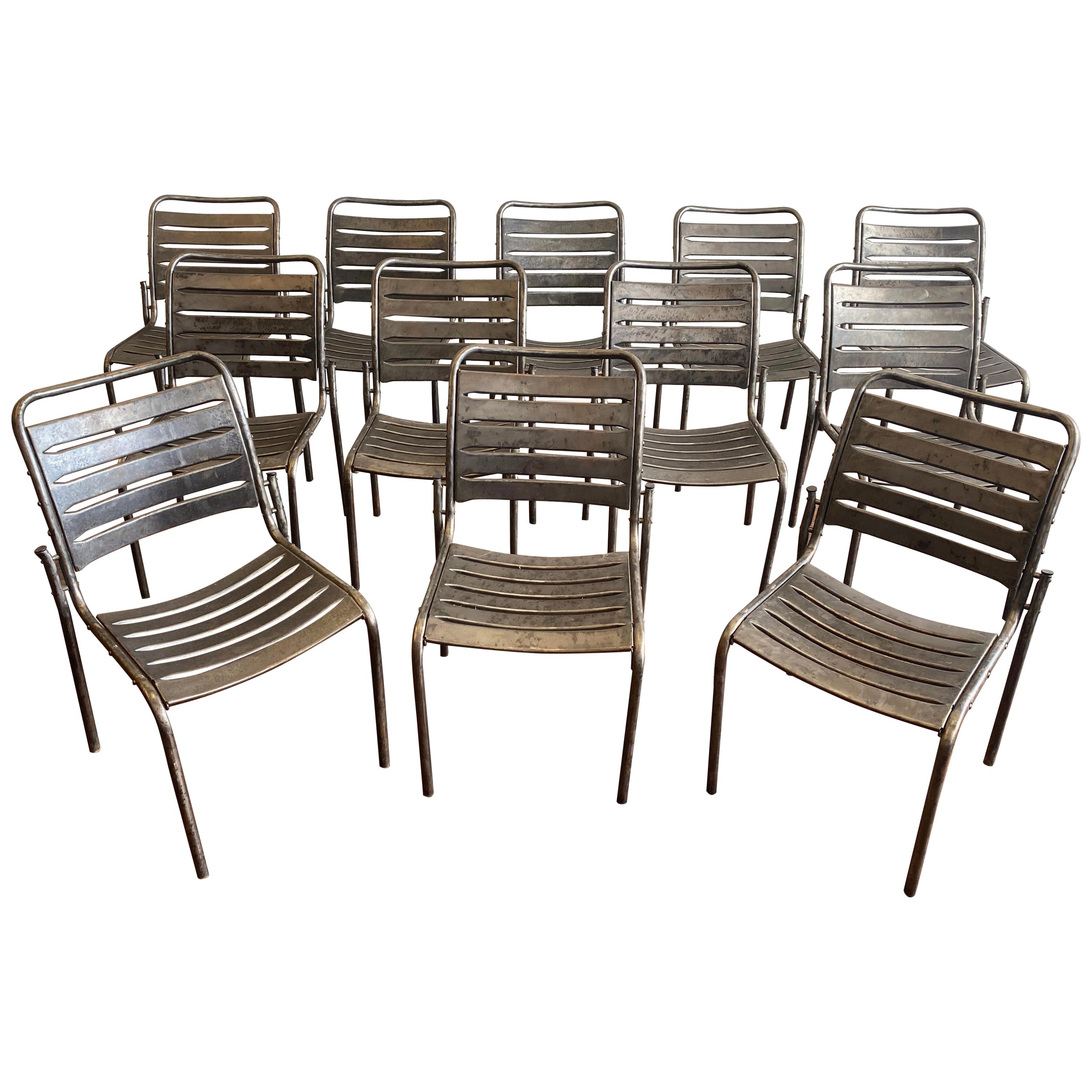 Set of 12 Modern Metal Chairs For Sale