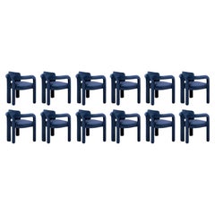 Set of 12 Modern navy blue velvet Double Arch dining chair by InsidherLand