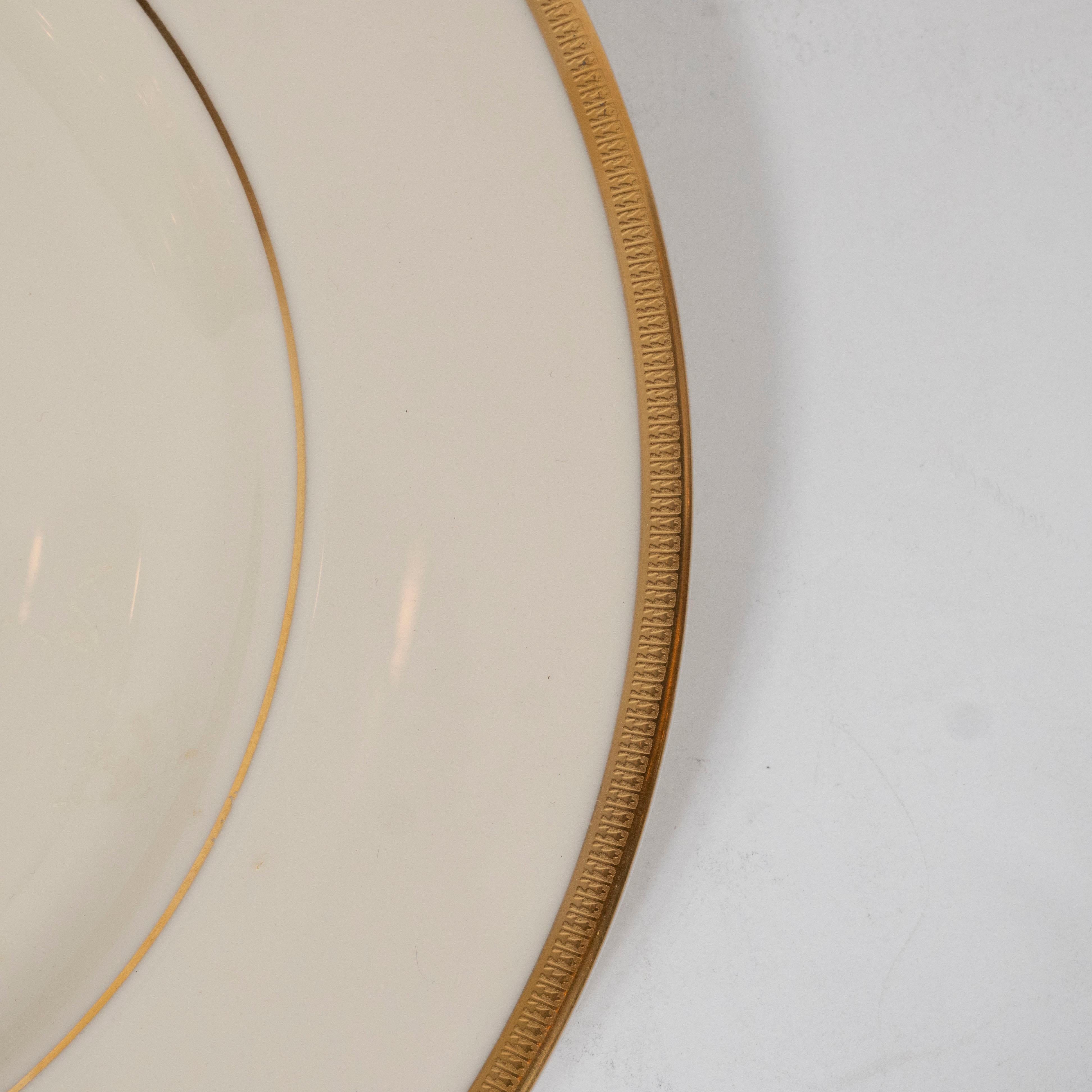 Set of 12 Modernist Dinner Plates in 24-Karat Gold and Bone China by Lenox 5