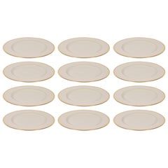 Set of 12 Modernist Dinner Plates in 24-Karat Gold and Bone China by Lenox