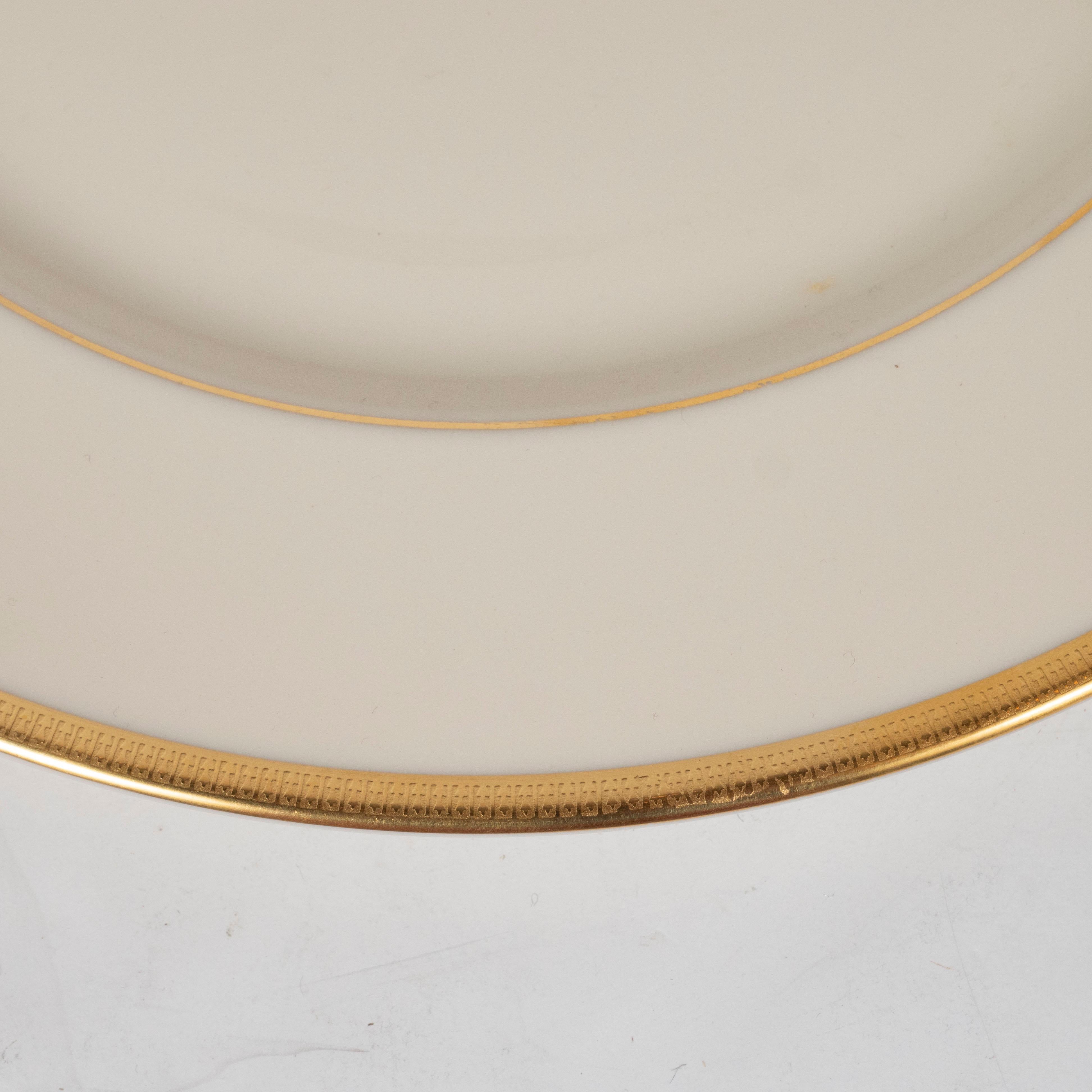 20th Century Set of 12 Modernist Dinner Plates in 24-Karat Gold and Bone China by Lenox