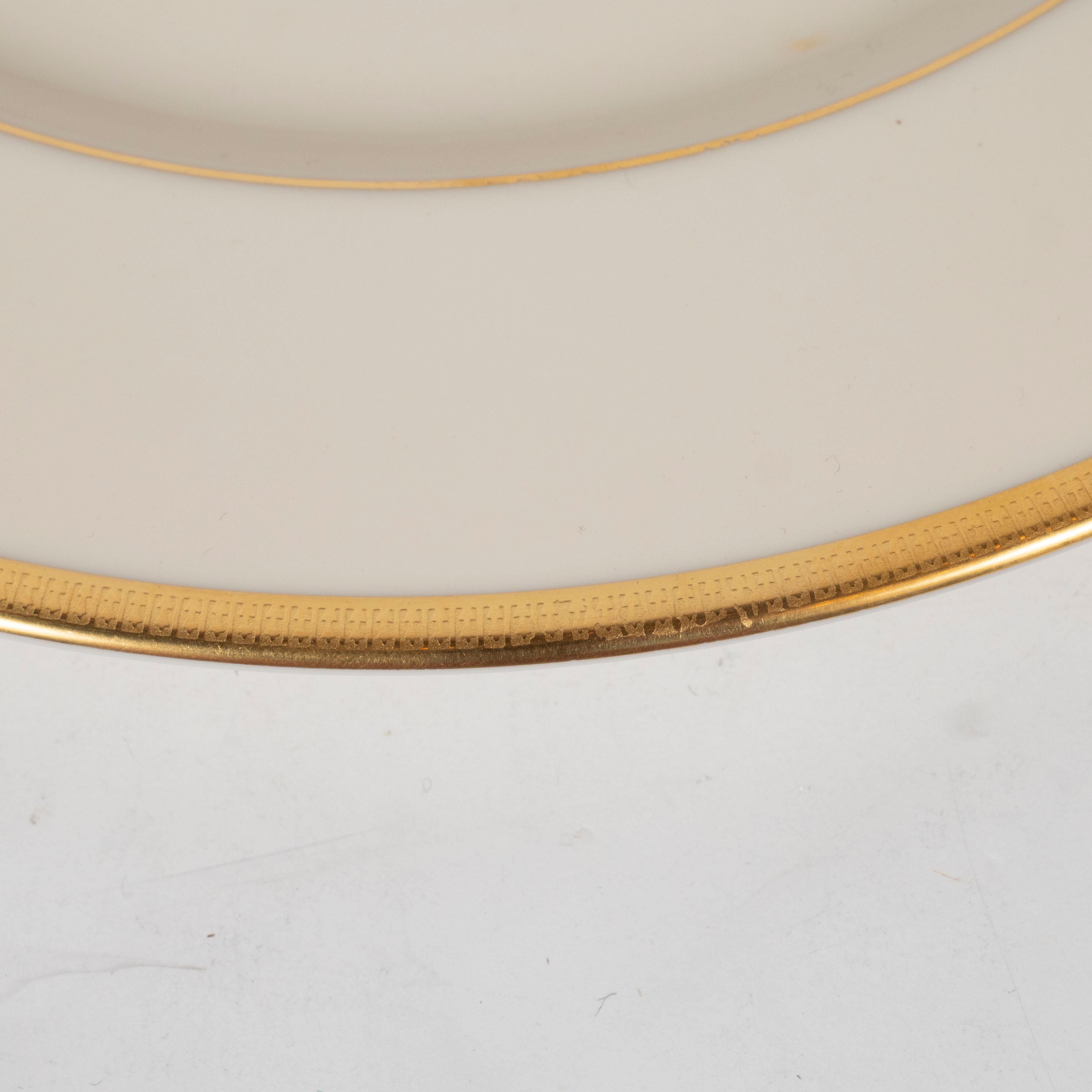 Set of 12 Modernist Dinner Plates in 24-Karat Gold and Bone China by Lenox 1