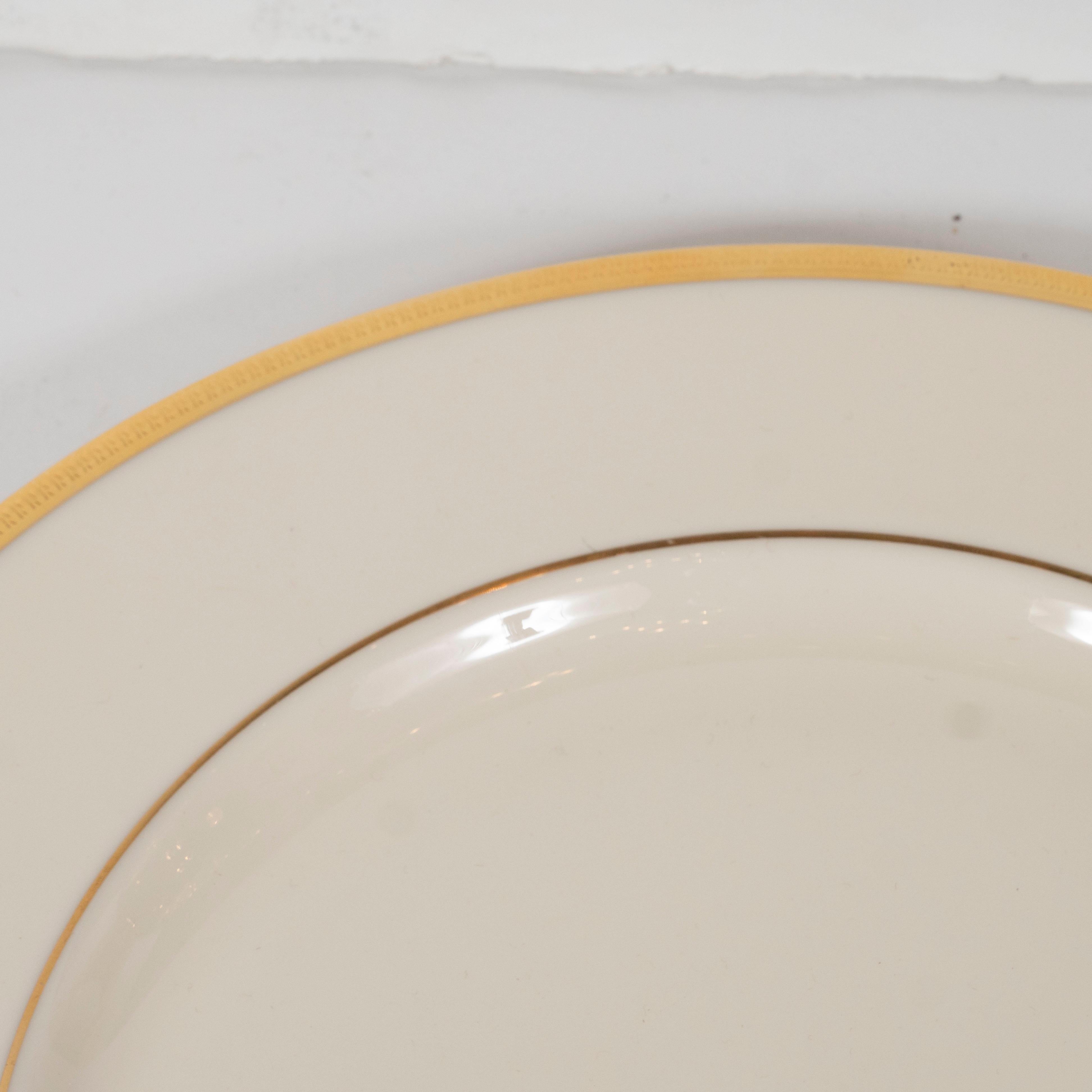 Set of 12 Modernist Dinner Plates in 24-Karat Gold and Bone China by Lenox 3