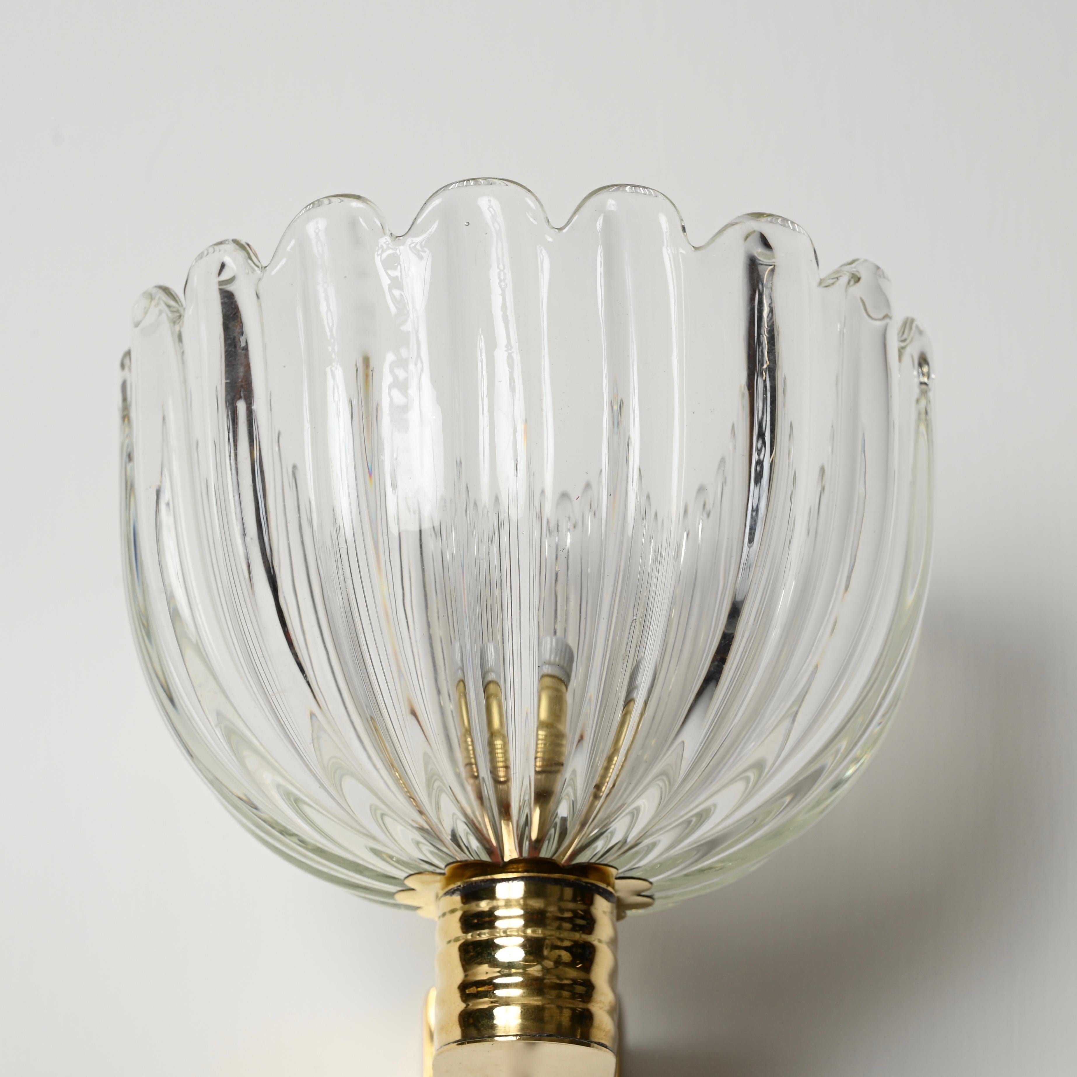 Juego de 12 candelabros florales de cristal de Murano y latón, de Barovier, Italia Años 40 en venta 5