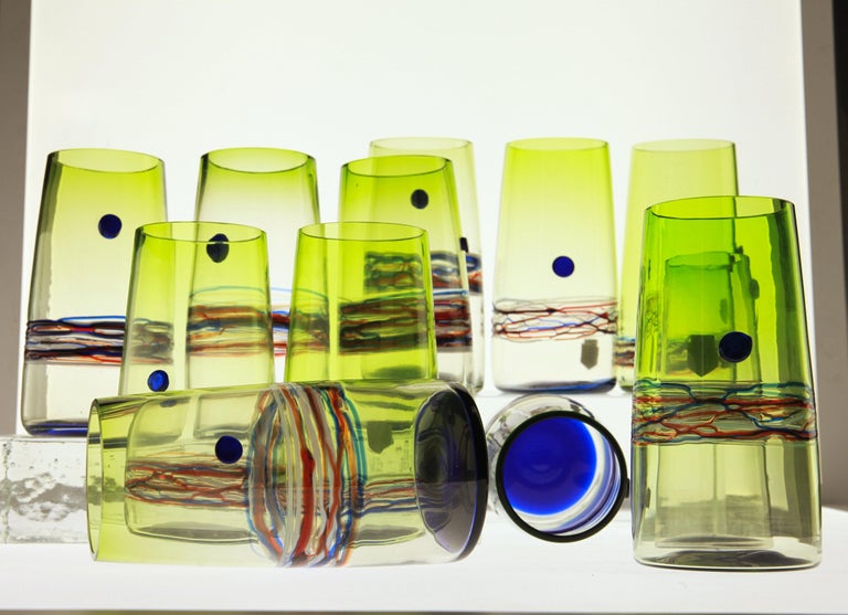 Set of 12 Murano Long Drink glass Cenedese 1960, Young Collection