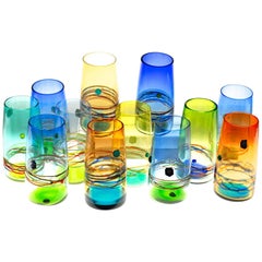 Set of 12 Murano Long Drink Tumblers, Cenedese Sfumato 1960, Young Collection