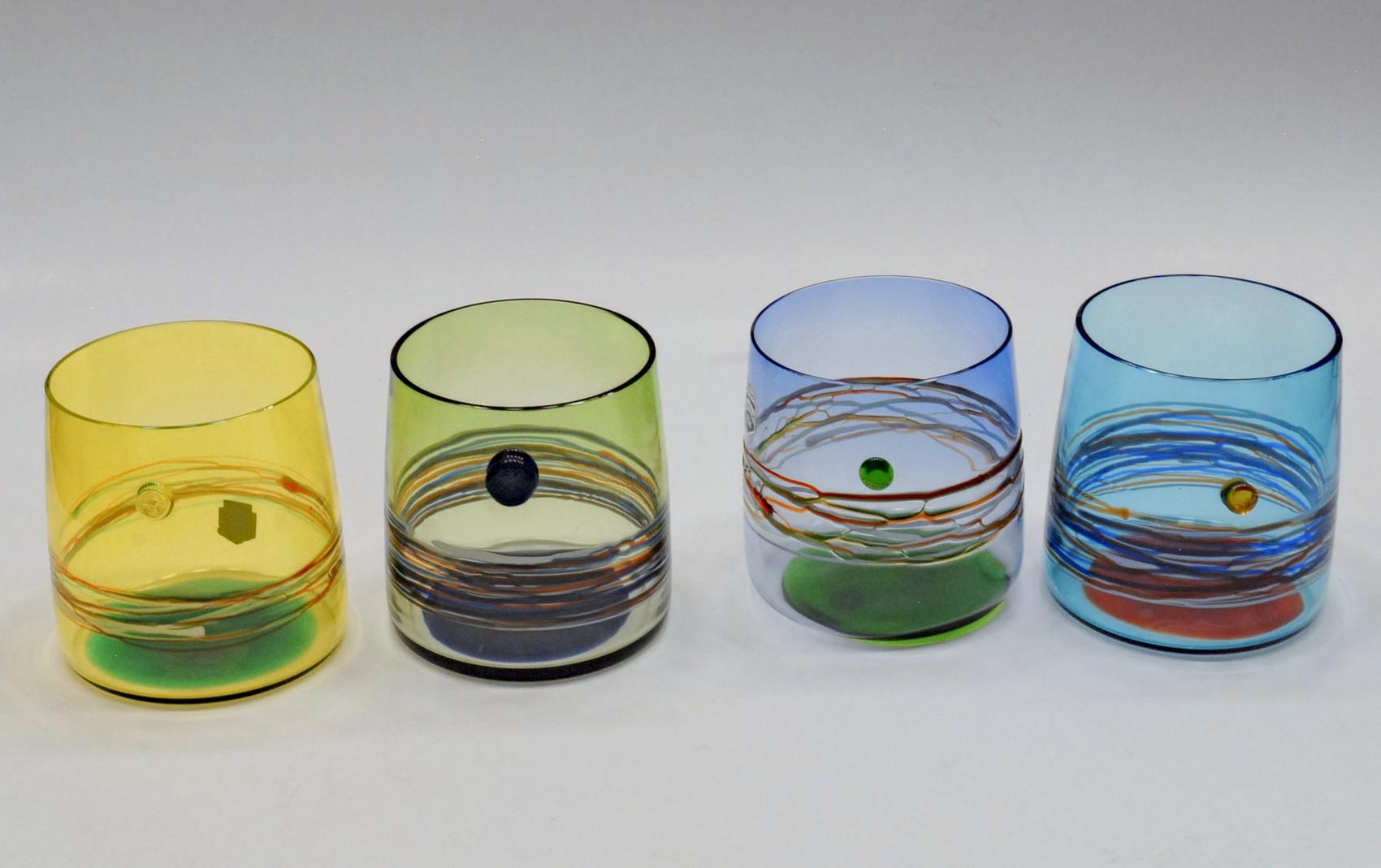 Mid-20th Century Set of 12 Murano Tumblers, Cenedese Sfumato 1960, Young Collection, Masterpieces
