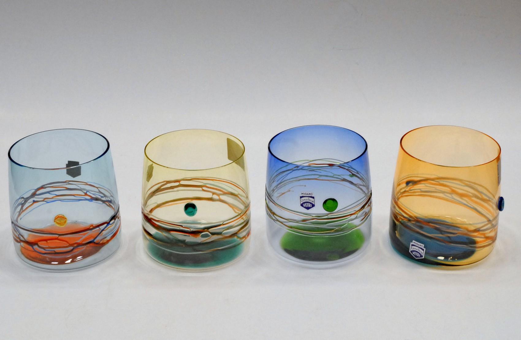 Art Glass Set of 12 Murano Tumblers, Cenedese Sfumato 1960, Young Collection, Masterpieces