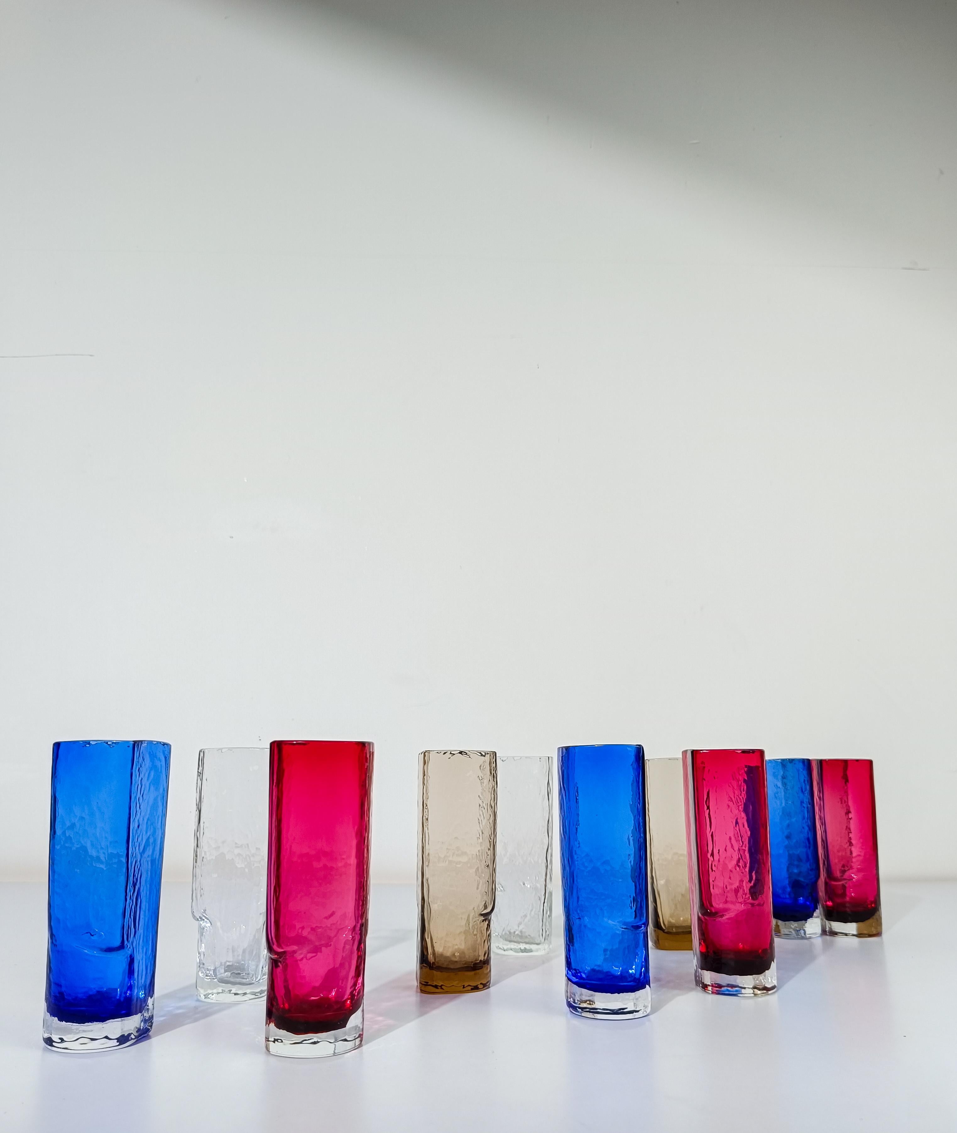 Juego de 12 vasos largos de colores de Murano de Nason Moretti, Italia, años 60 en venta 9