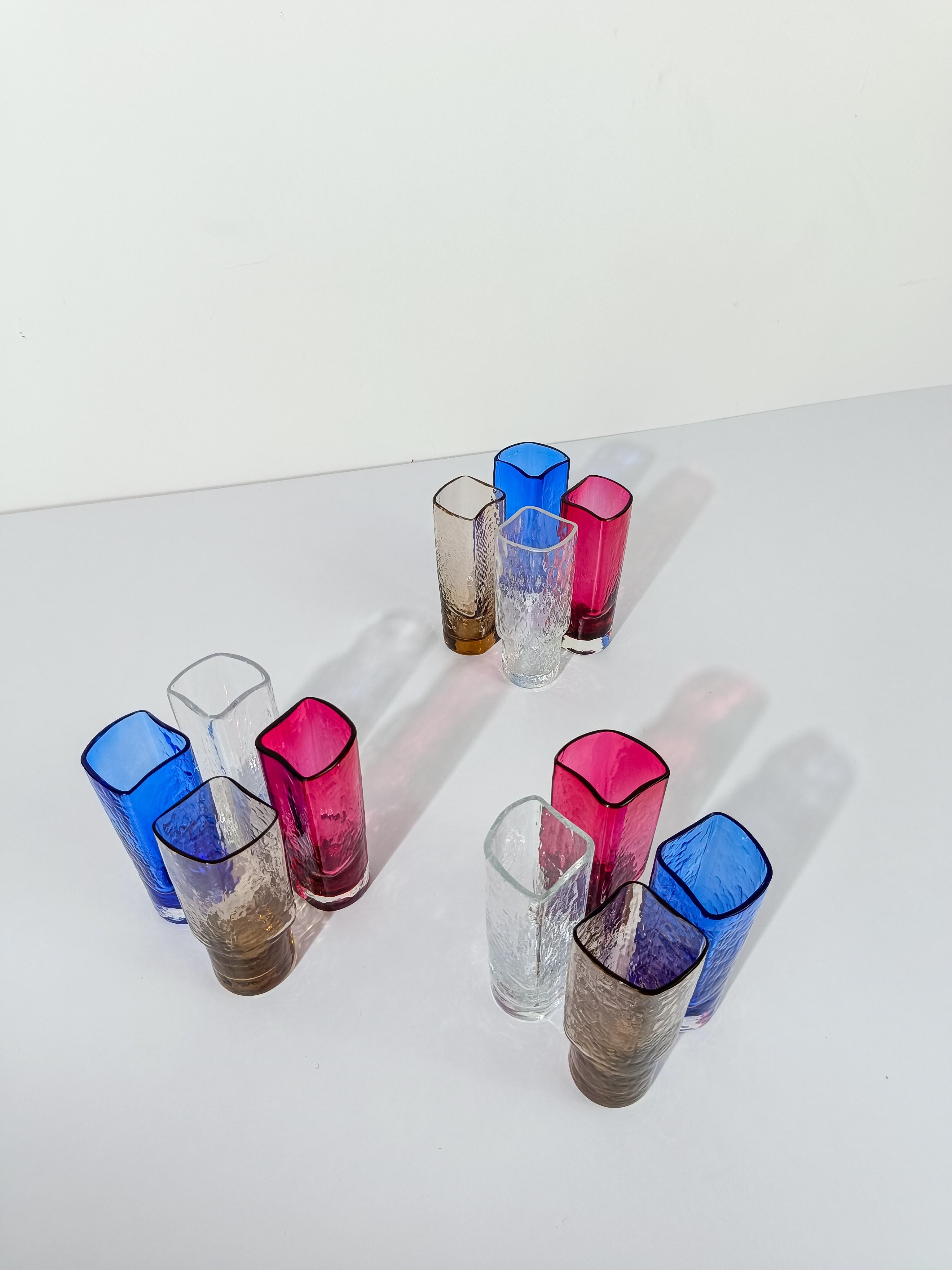 Juego de 12 vasos largos de colores de Murano de Nason Moretti, Italia, años 60 en venta 1