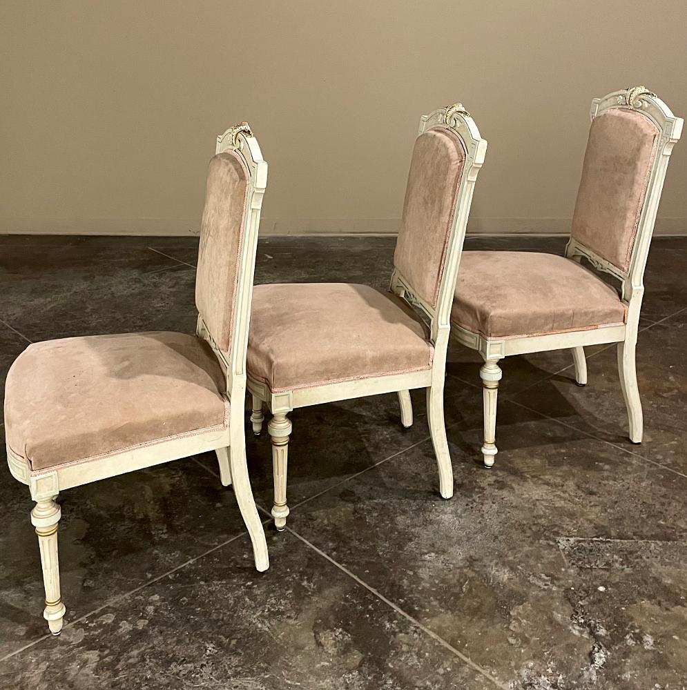 Set of 12 Napoleon III Period Painted Dining Chairs For Sale 5