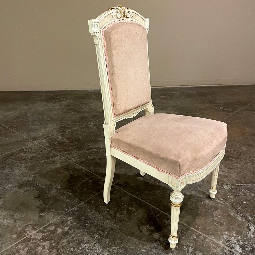 Set of 12 Napoleon III Period Painted Dining Chairs For Sale 9