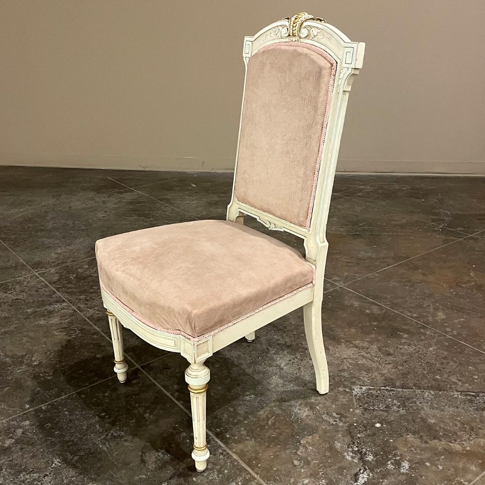 Set of 12 Napoleon III Period Painted Dining Chairs For Sale 11