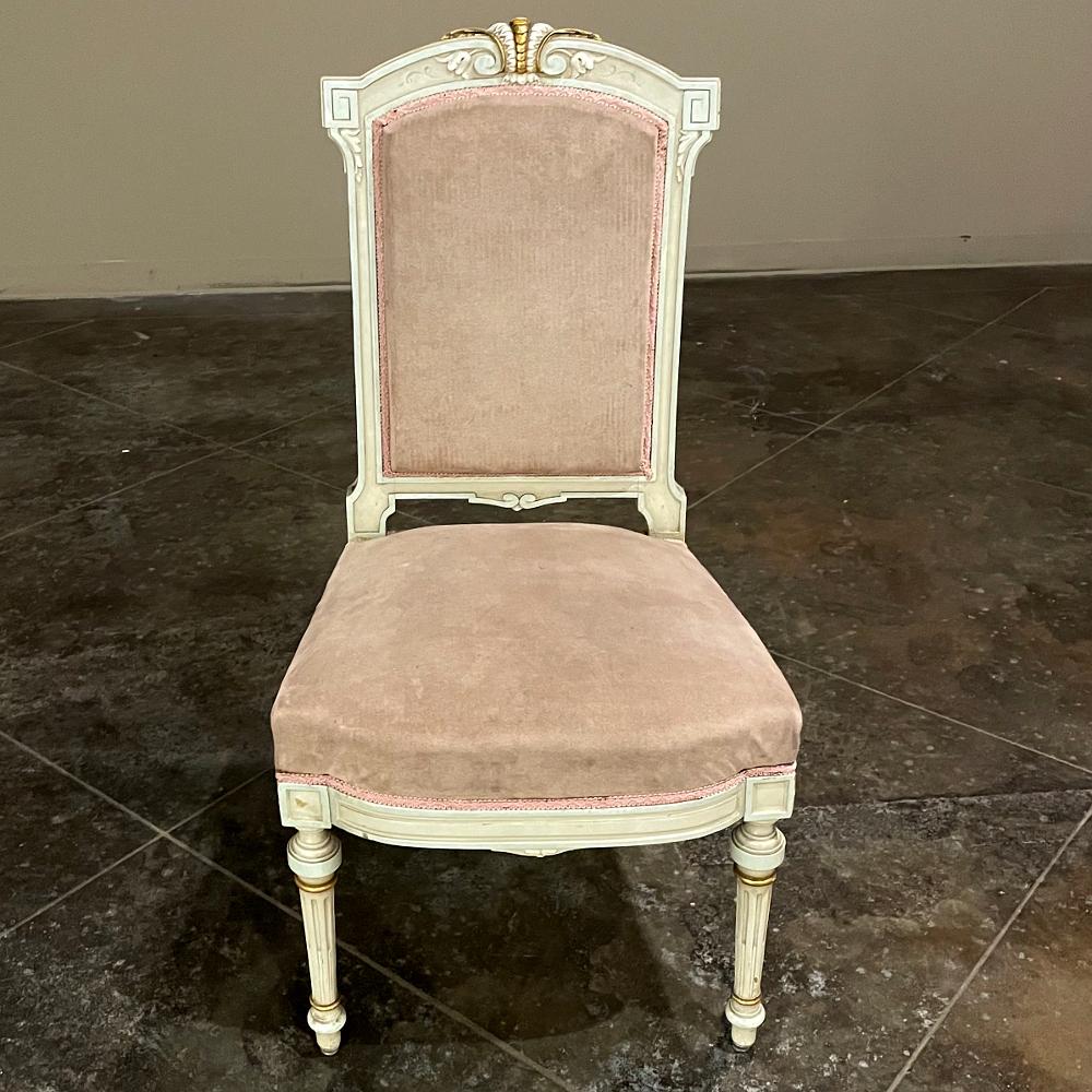Set of 12 Napoleon III Period Painted Dining Chairs For Sale 12