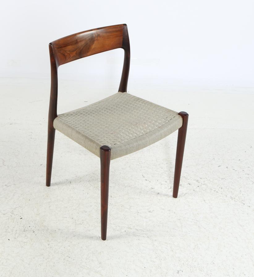 Set of 12 Niels Otto Moller 1958 Dinings Chairs with Original Grey Wool Cord For Sale 1