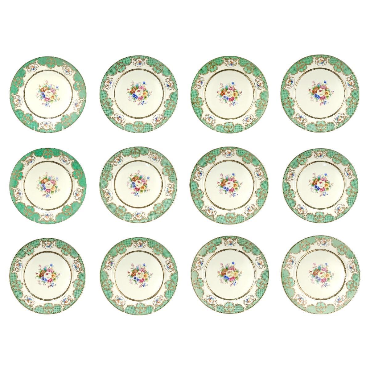Set of 12 Noritake Morimura Gilt Dinner or Service Plates, Ex-Seidenberg
