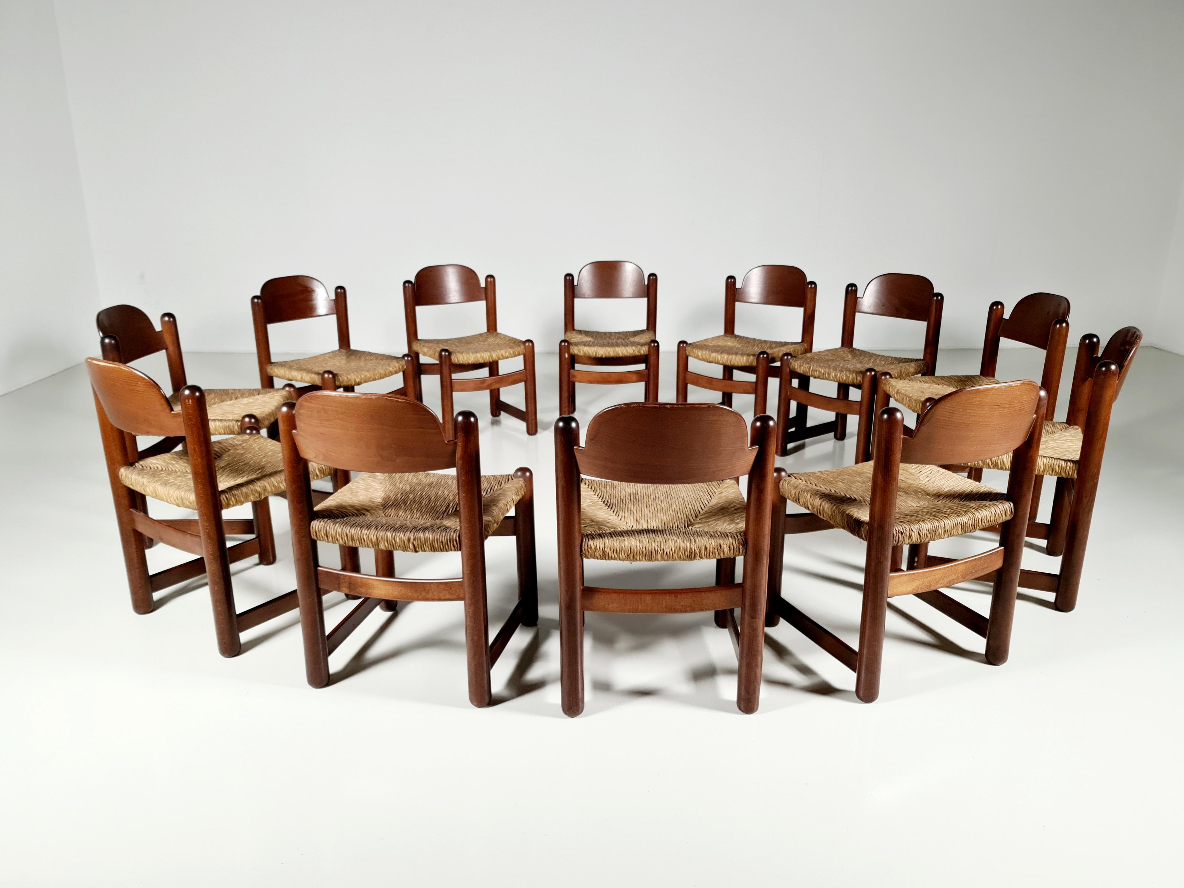 Mid-Century Modern Set of 12 Oak Padova Dining Chairs by Hank Lowenstein, 1970s