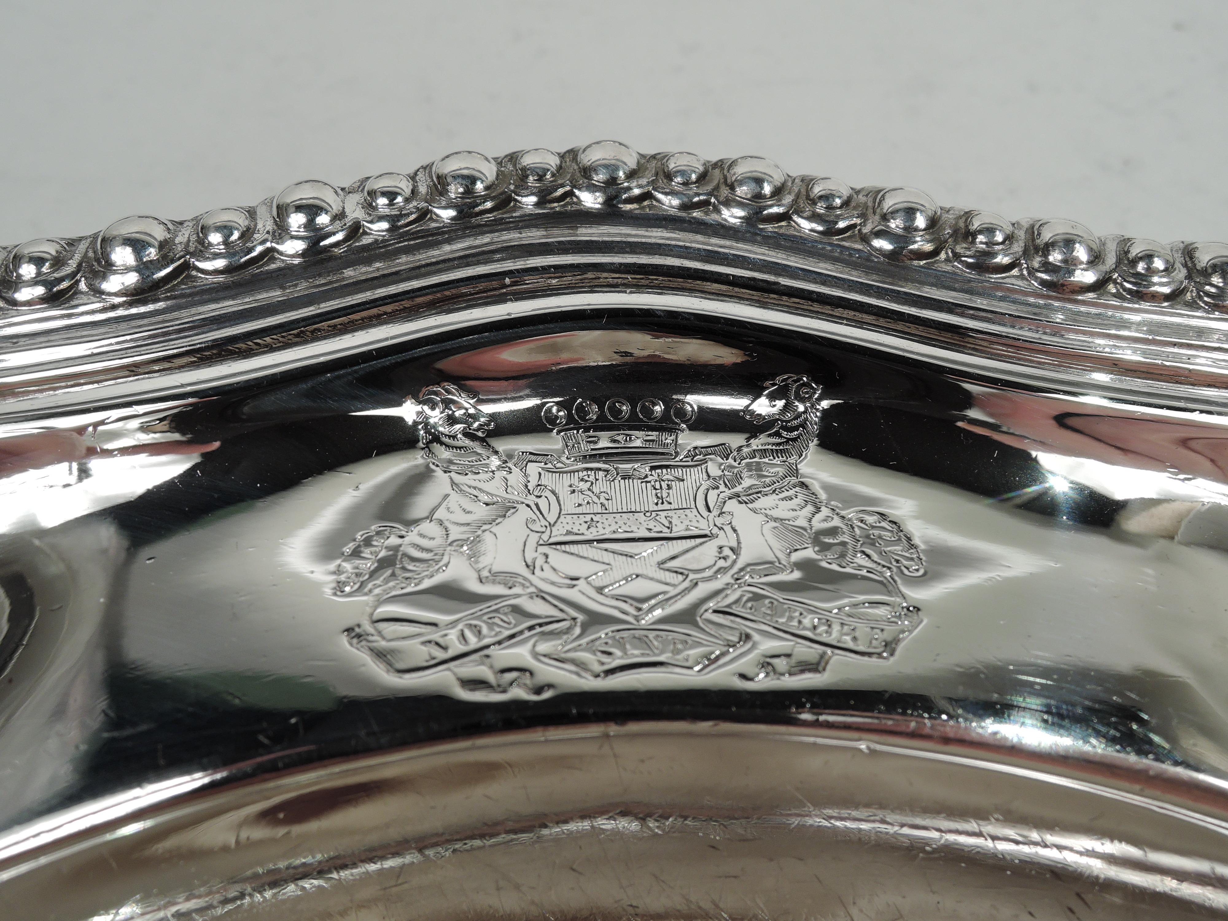 Set of 12 Odiot Sumptuous French Classical Silver Plates with Armorial In Good Condition For Sale In New York, NY