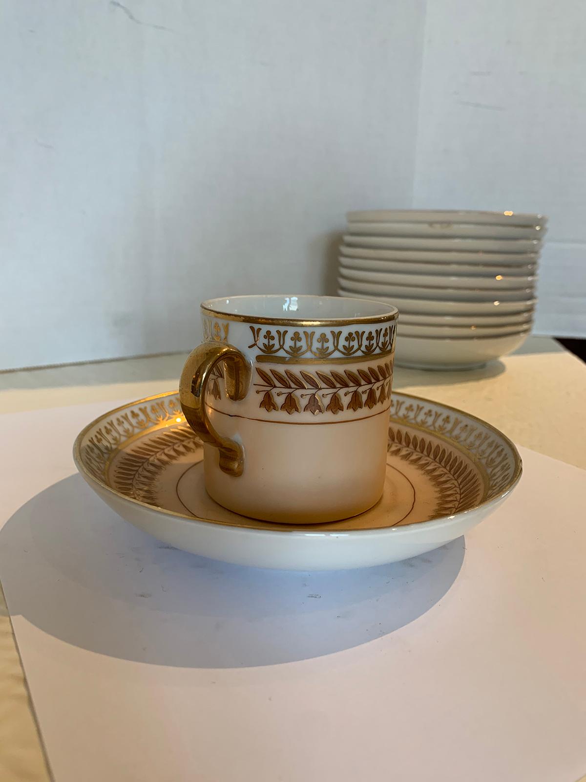 Set of 12 Old Paris Demitasse Cups & Saucers, Marked, Possibly Limoges Porcelain 4