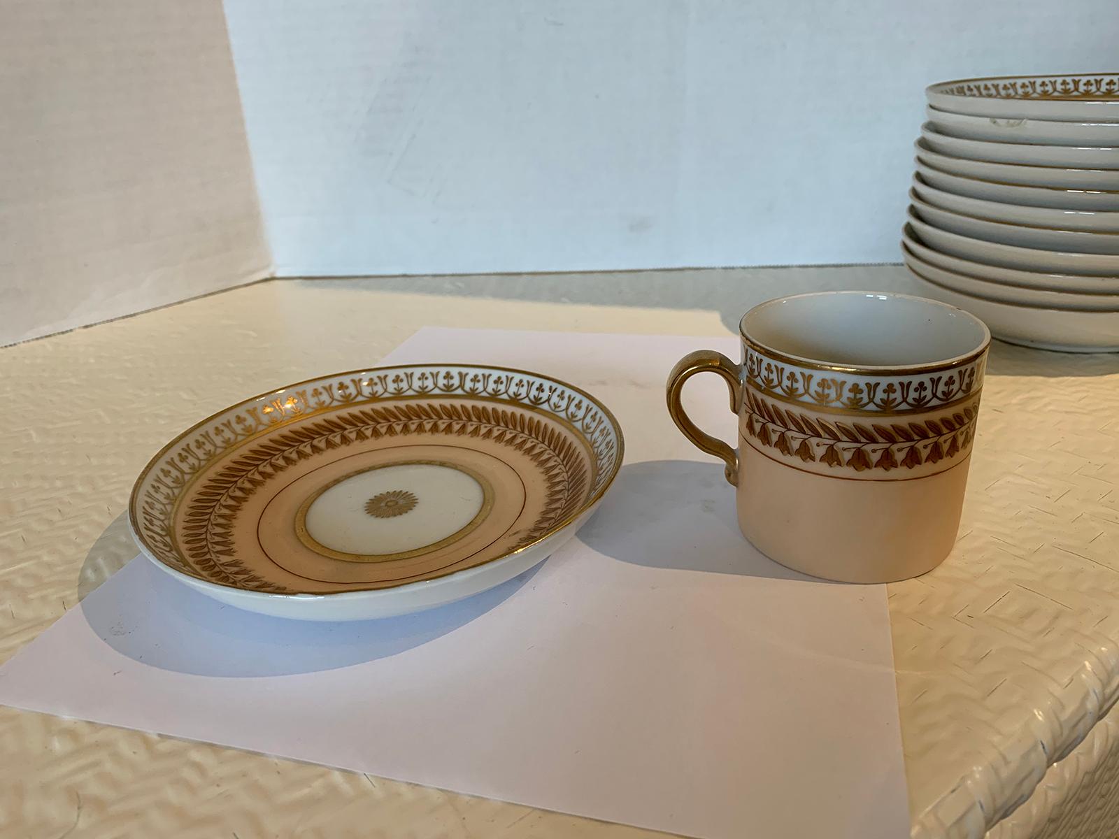 Set of 12 Old Paris Demitasse Cups & Saucers, Marked, Possibly Limoges Porcelain 6