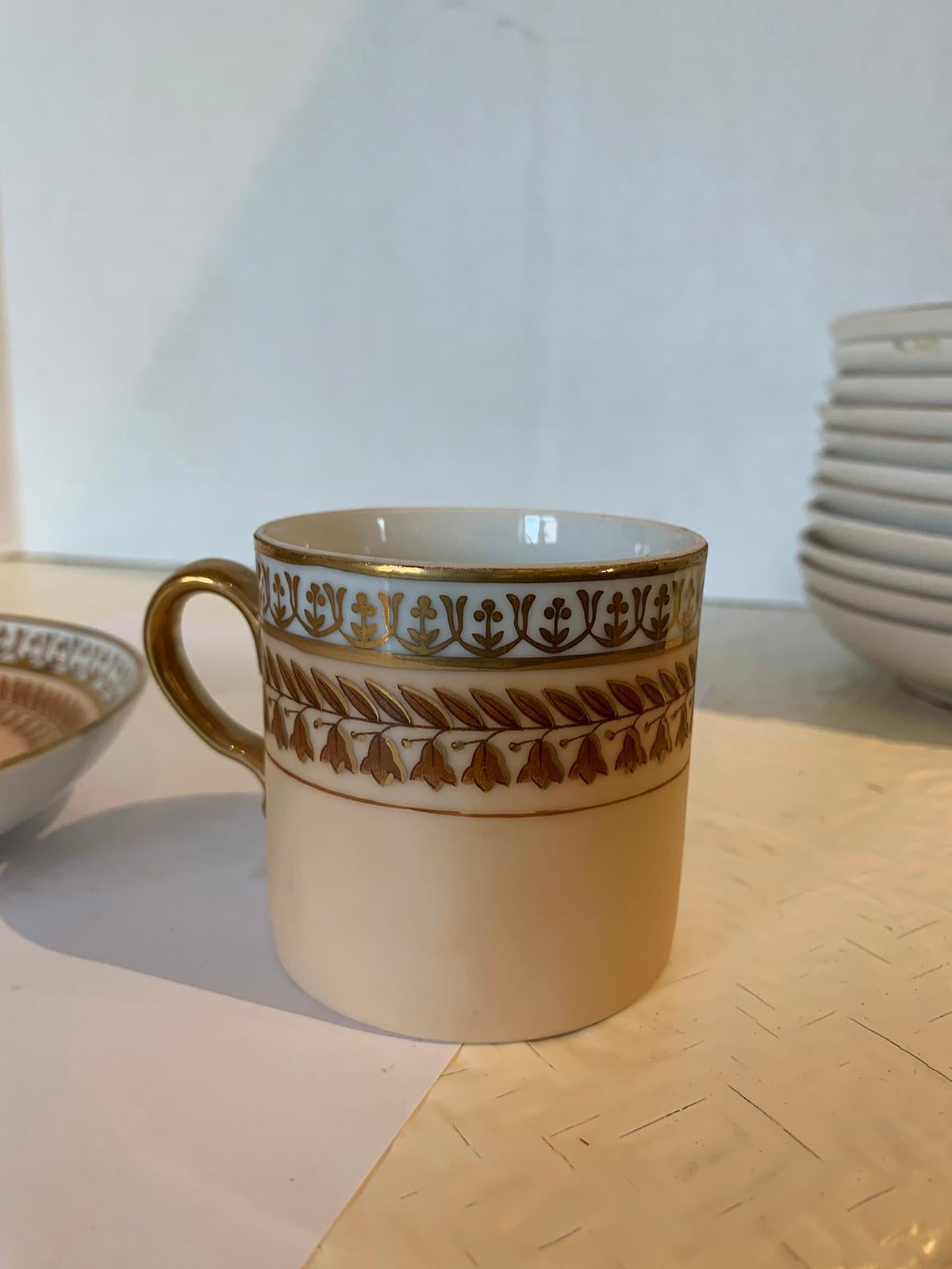Set of 12 Old Paris Demitasse Cups & Saucers, Marked, Possibly Limoges Porcelain 7