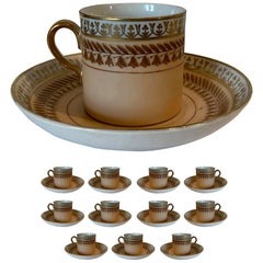 Antique Set of 12 Old Paris Demitasse Cups & Saucers, Marked, Possibly Limoges Porcelain