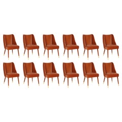 Set of 12 Organic nature-inspired red velvet Figueroa chairs by InsidherLand