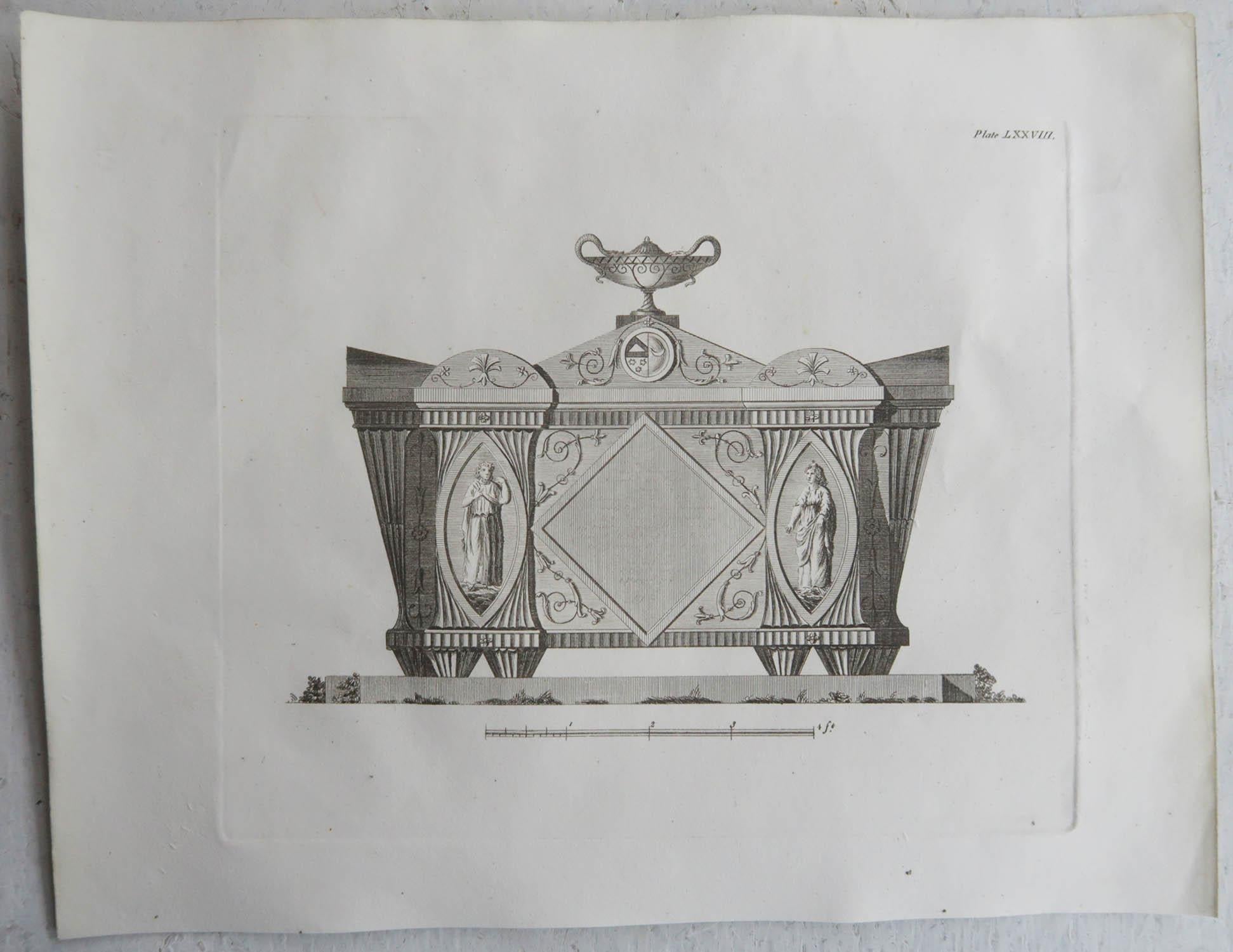 Style Adam Ensemble de 12 estampes architecturales originales anciennes de style Adam. C. 1816 en vente