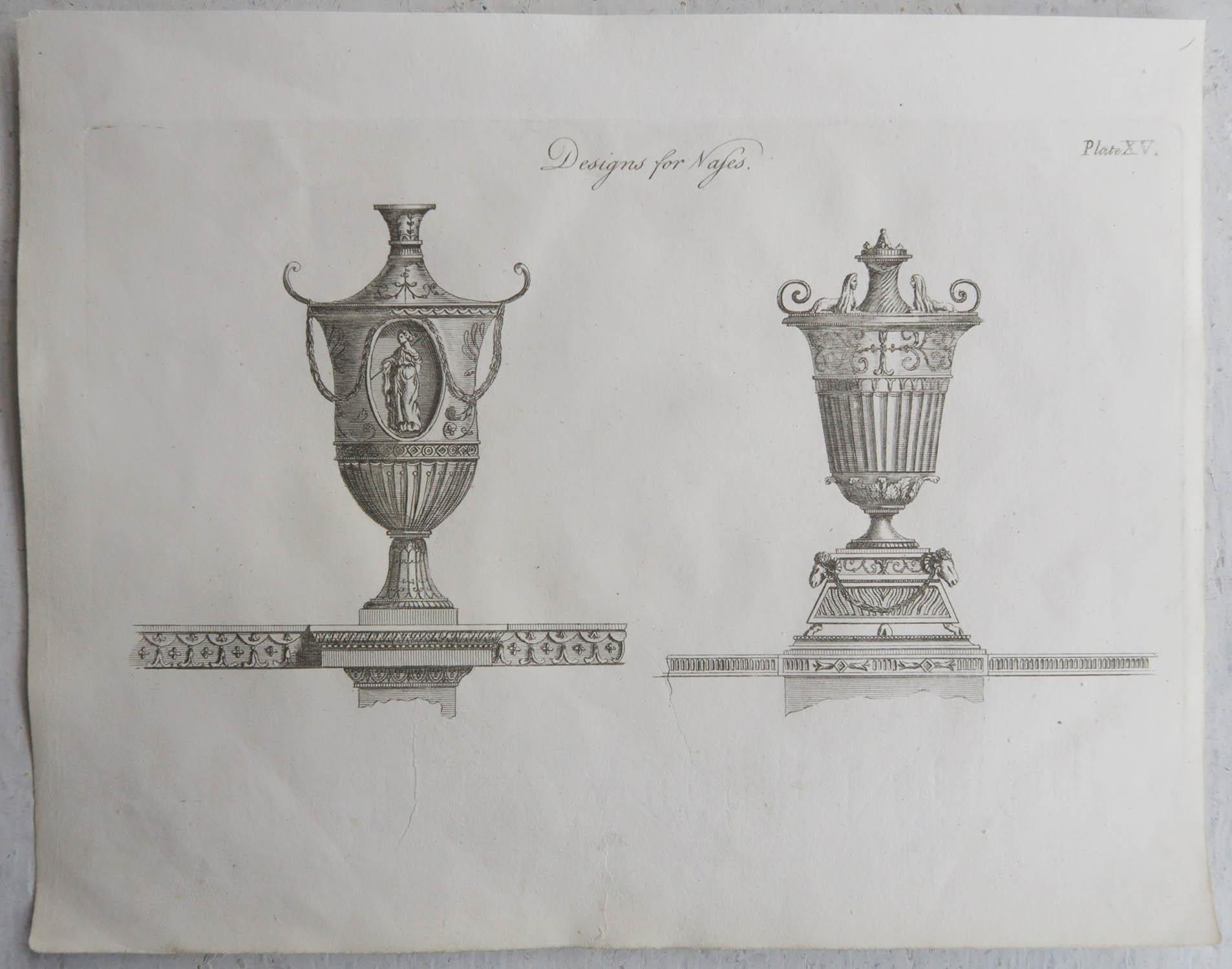 Anglais Ensemble de 12 estampes architecturales originales anciennes de style Adam. C. 1816 en vente