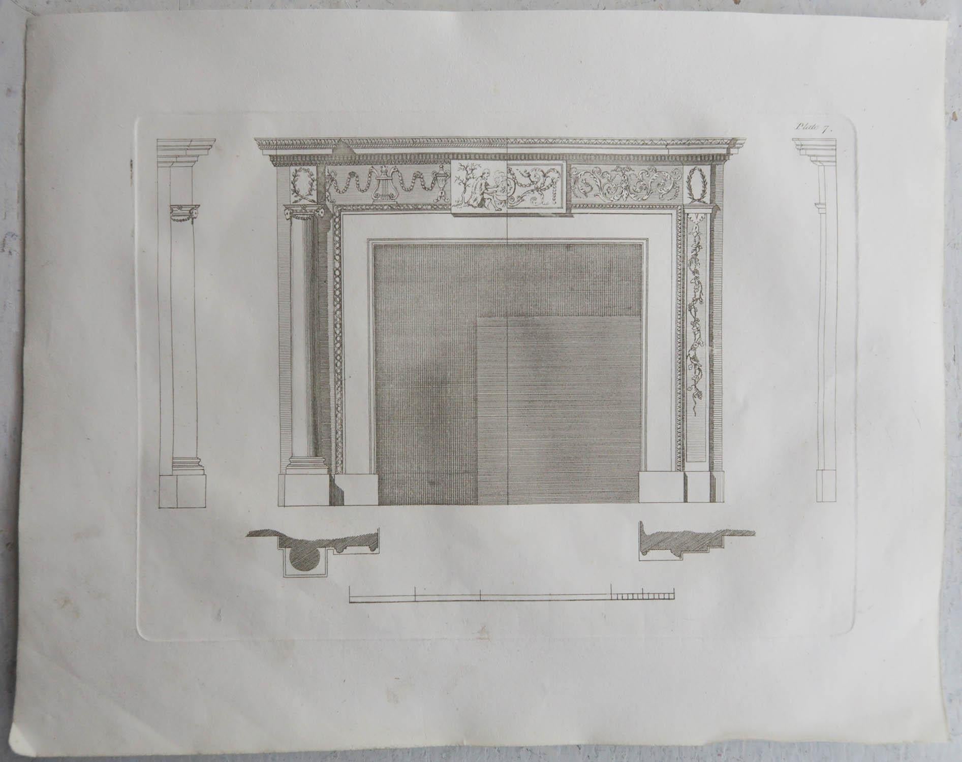 Autre Ensemble de 12 estampes architecturales originales anciennes de style Adam. C. 1816 en vente