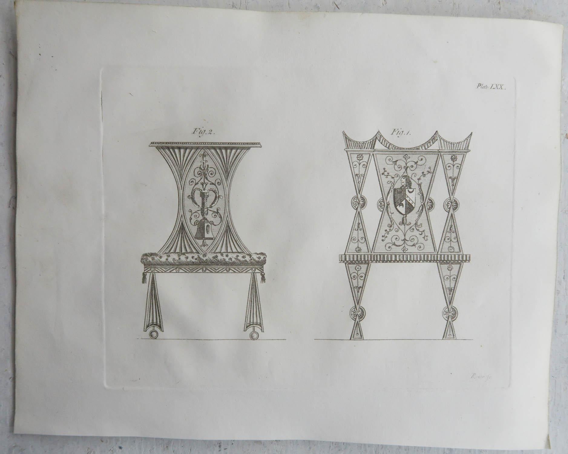 Ensemble de 12 estampes architecturales originales anciennes de style Adam. C. 1816 Bon état - En vente à St Annes, Lancashire