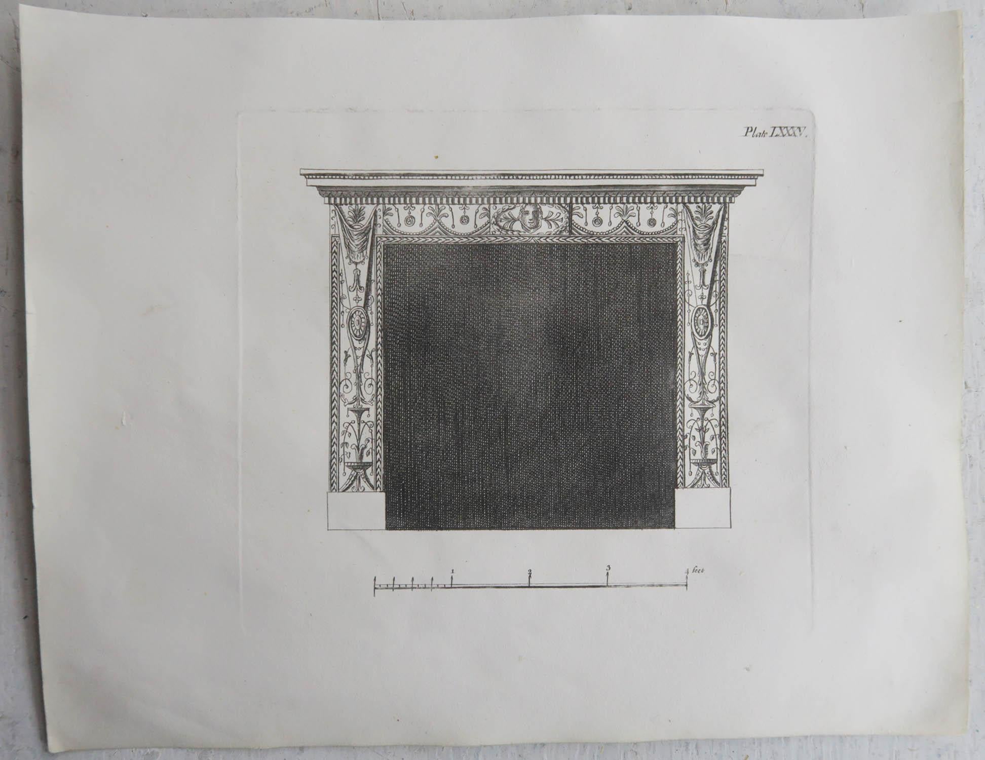 Début du XIXe siècle Ensemble de 12 estampes architecturales originales anciennes de style Adam. C. 1816 en vente