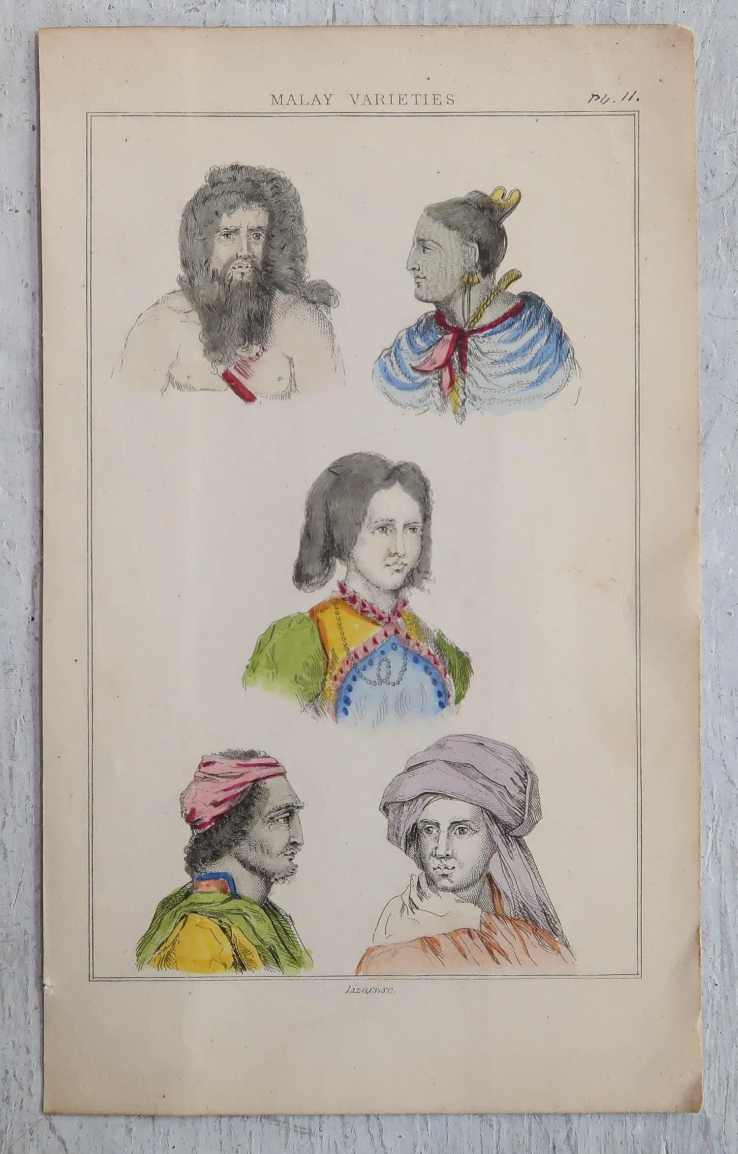 Set of 12 Original Antique Ethnographical Prints, circa 1838 For Sale 3