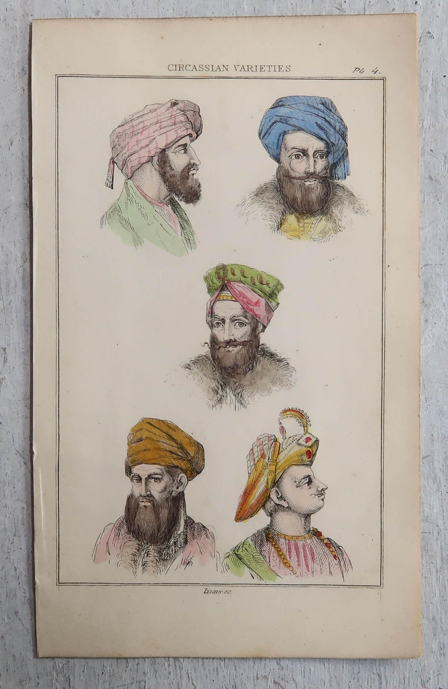 Set von 12 originalen antiken ethnografischen Drucken, um 1838 (Englisch) im Angebot