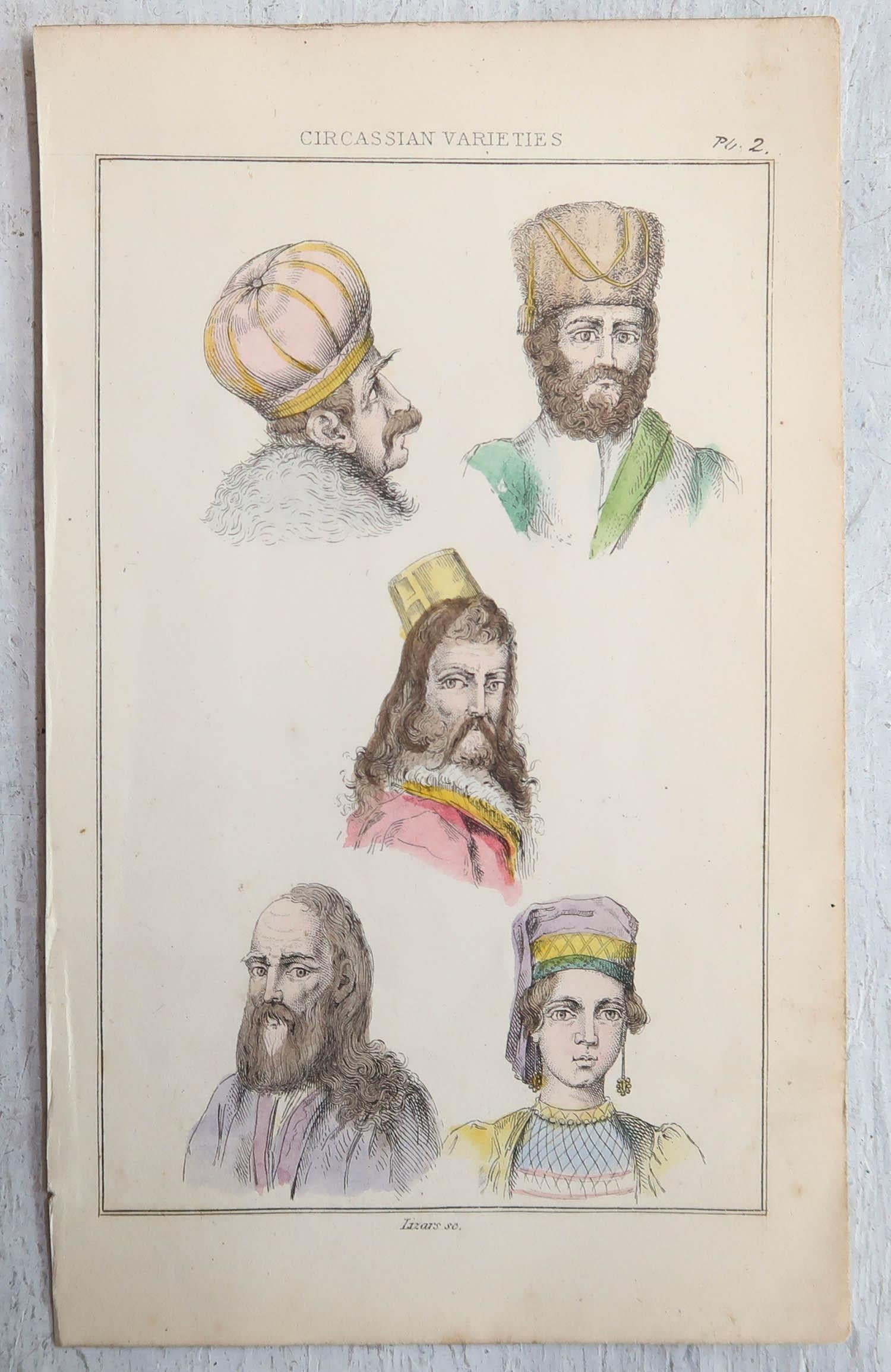 Set von 12 originalen antiken ethnografischen Drucken, um 1838 (Sonstiges) im Angebot