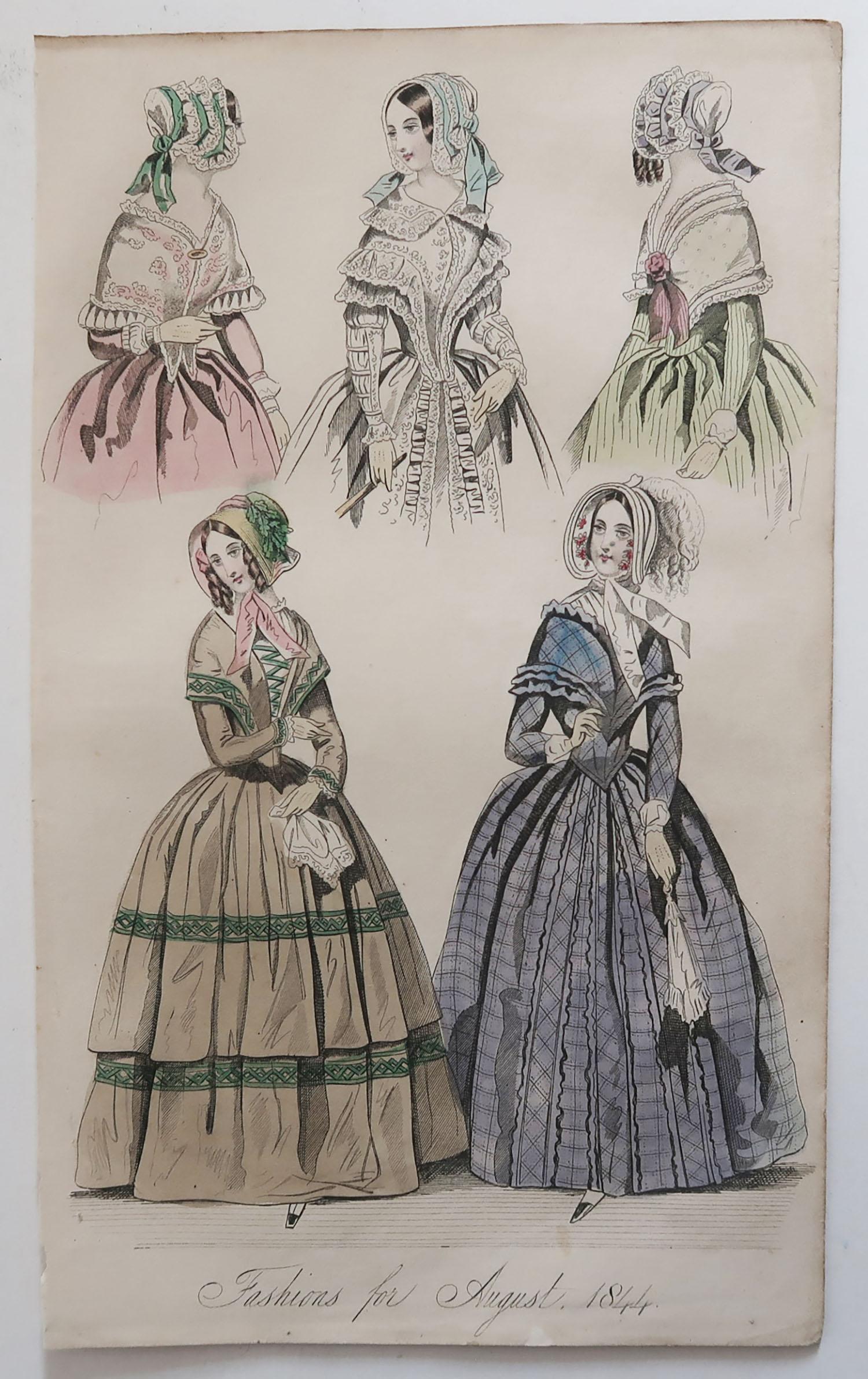 Set of 12 Original Antique Fashion Prints, circa 1840 2