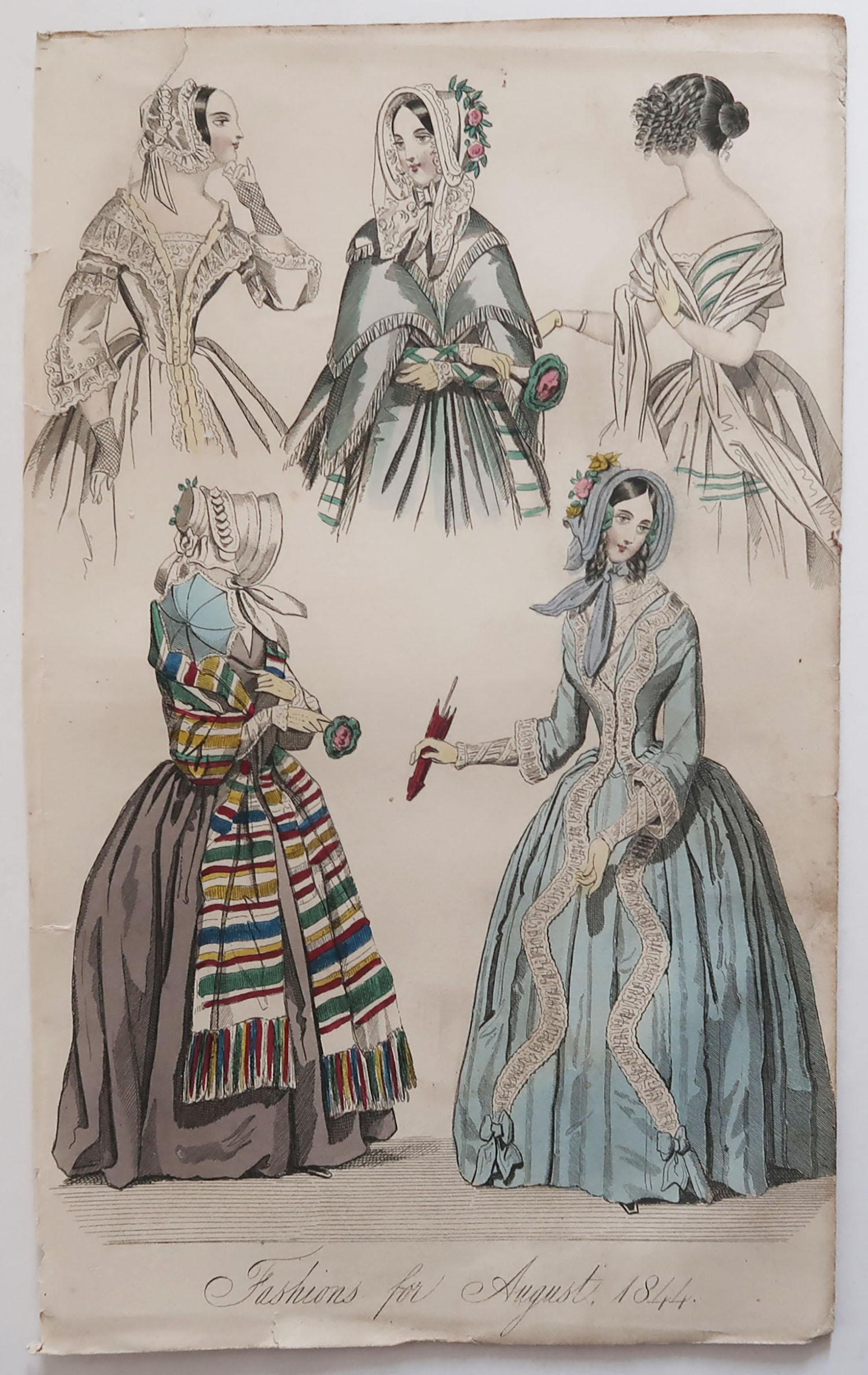 Set of 12 Original Antique Fashion Prints, circa 1840 3