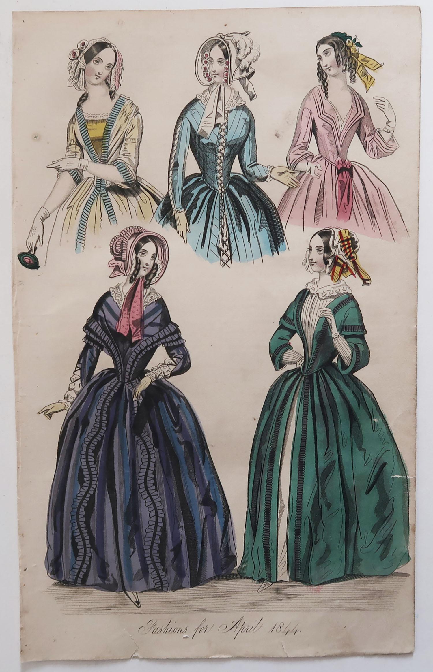 Set of 12 Original Antique Fashion Prints, circa 1840 4