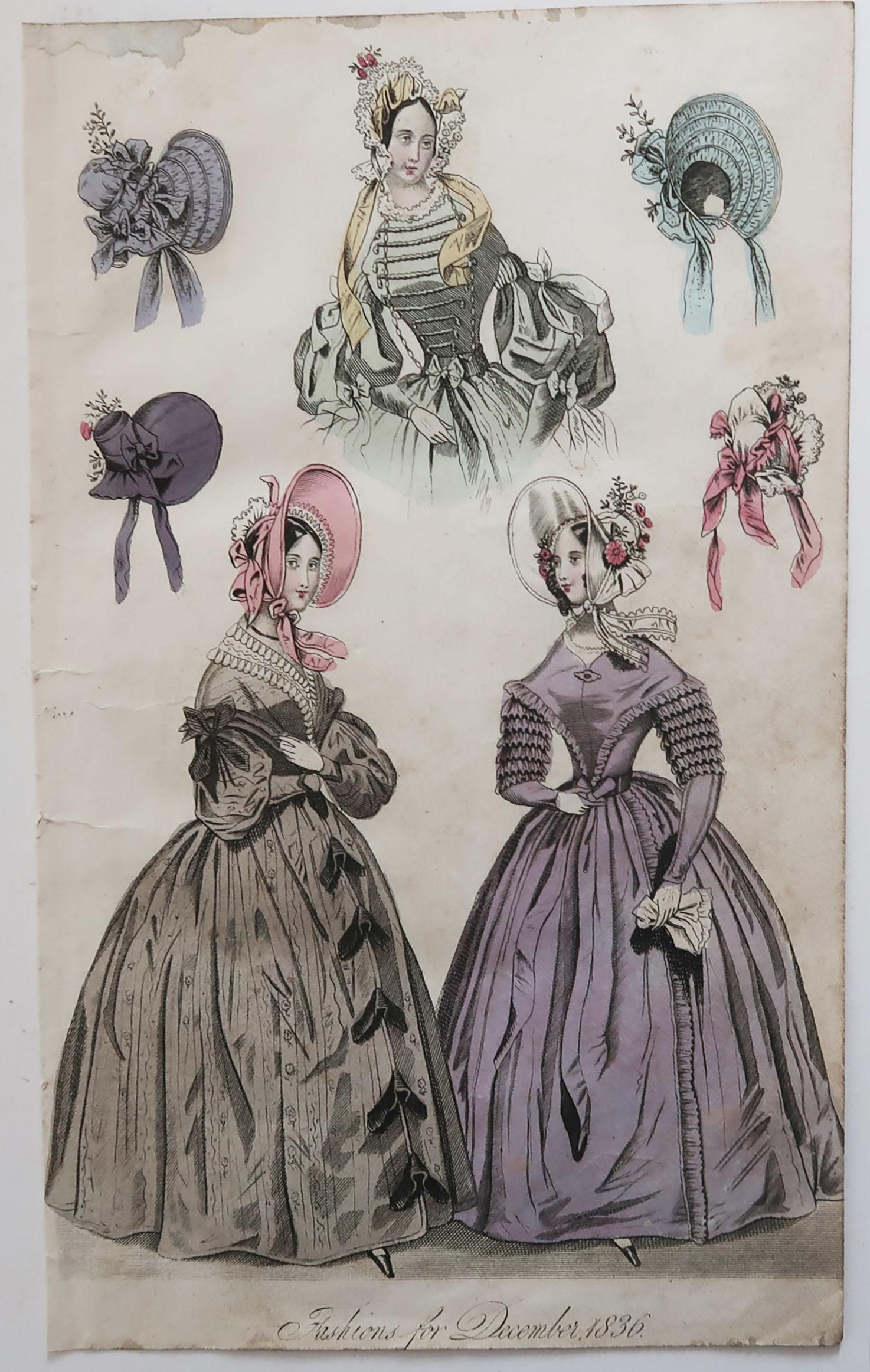 Set of 12 Original Antique Fashion Prints, circa 1840 5
